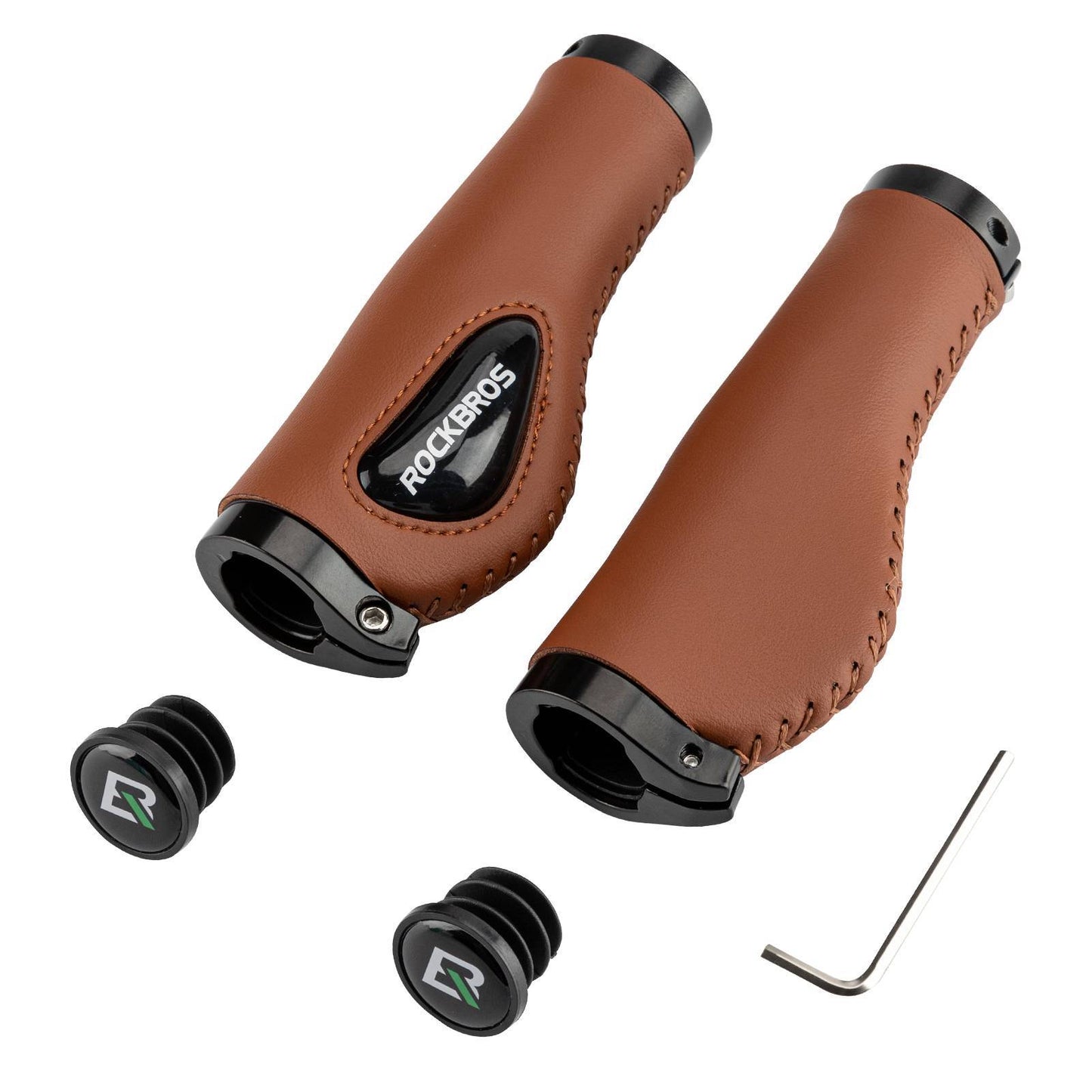 ROCKBROS bicycle grips, leather grips for handlebars with a 22.2 mm diameter
