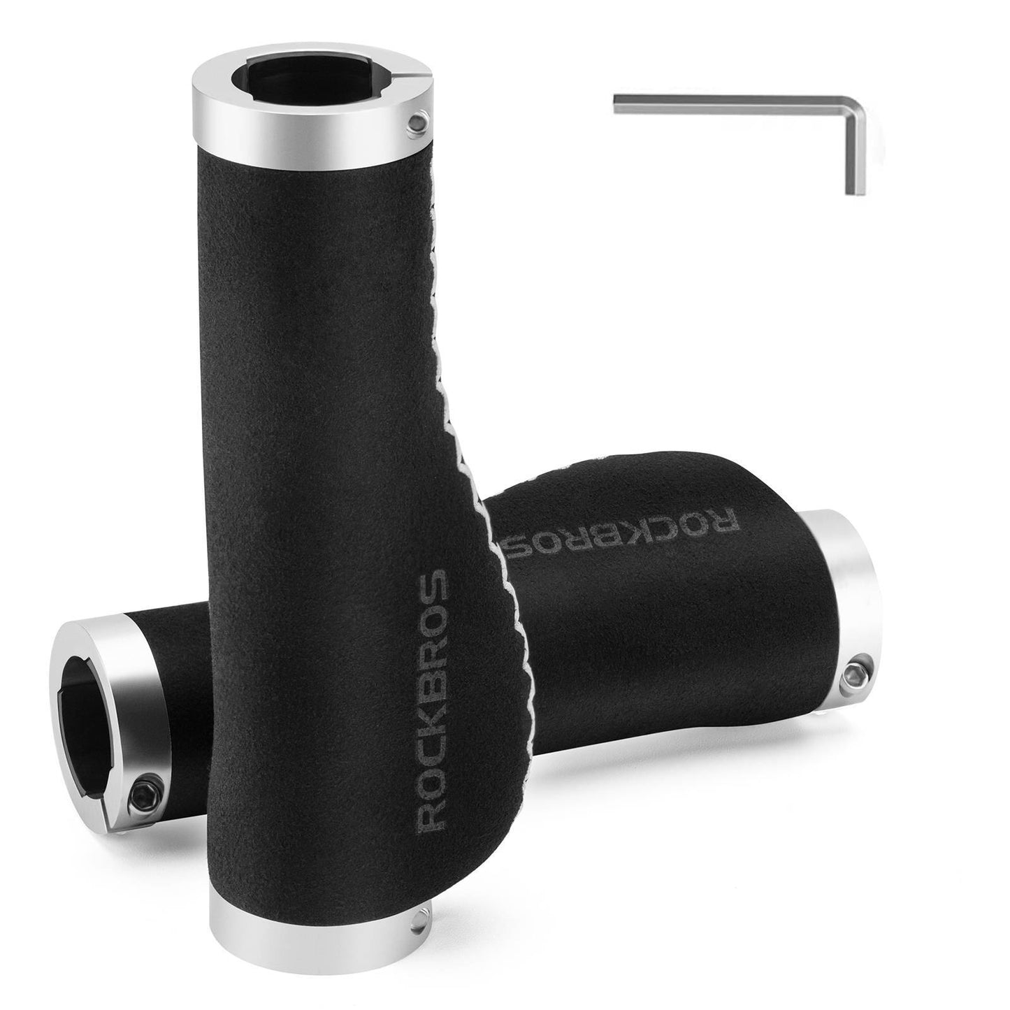 ROCKBROS bicycle grips, leather grips for handlebars with a 22.2 mm diameter