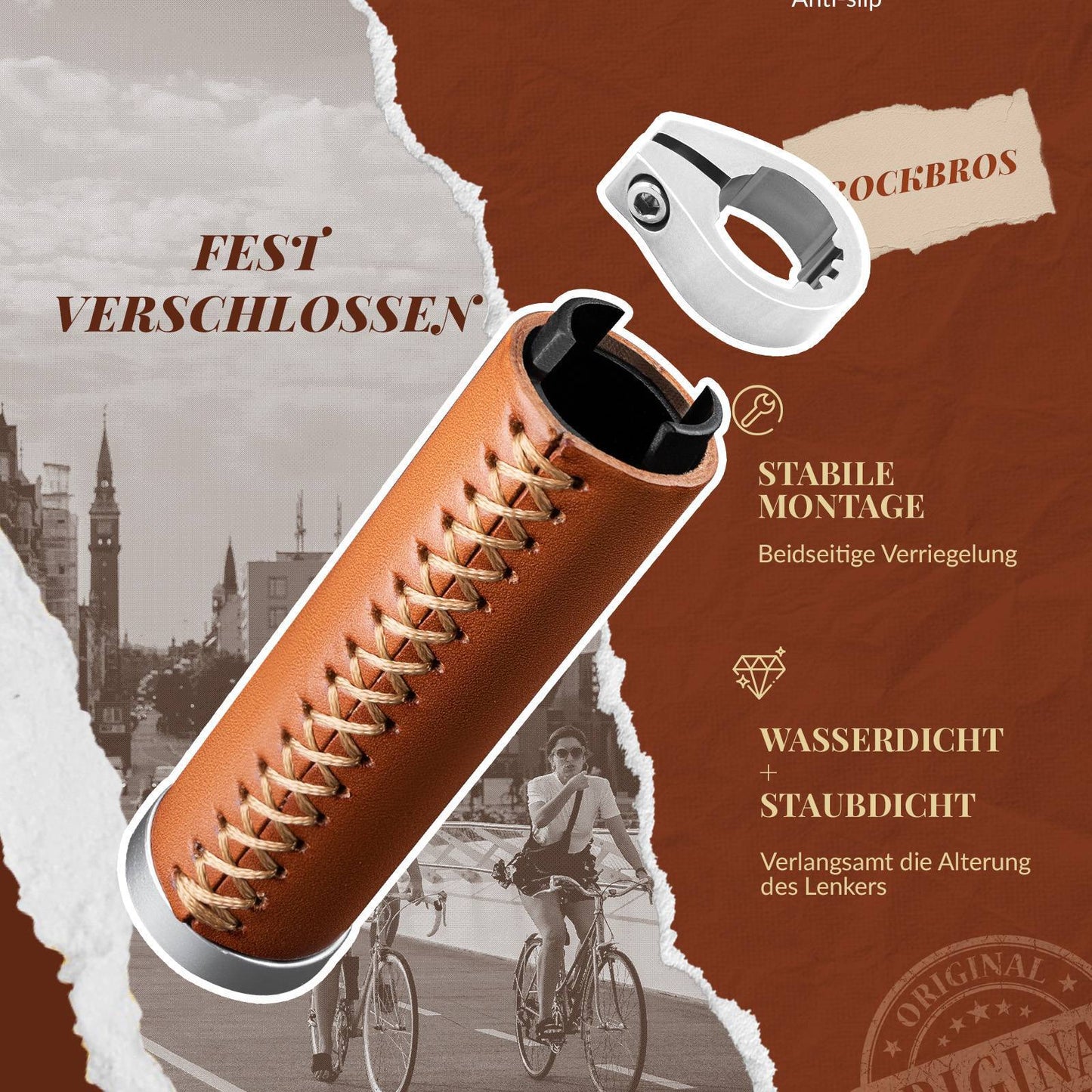 ROCKBROS Bicycle Grips MTB Retro Handlebar Grips Ergonomic Design