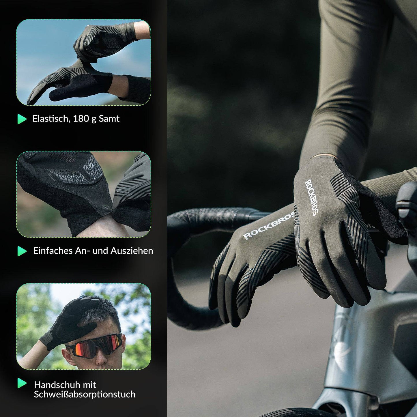 ROCKBROS Cycling Gloves for Women/Men, Touchscreen, Anti-Slip, Thin