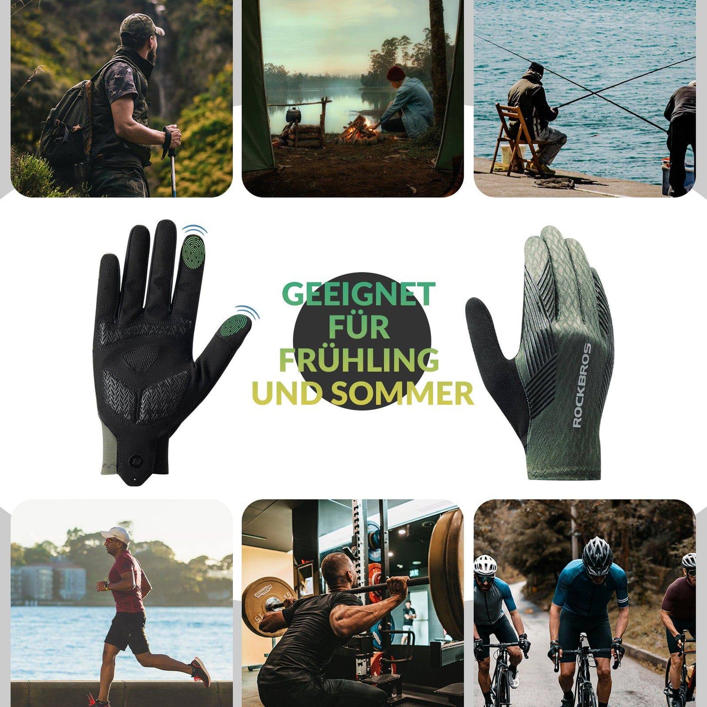 ROCKBROS Cycling Gloves for Women/Men, Touchscreen, Anti-Slip, Thin