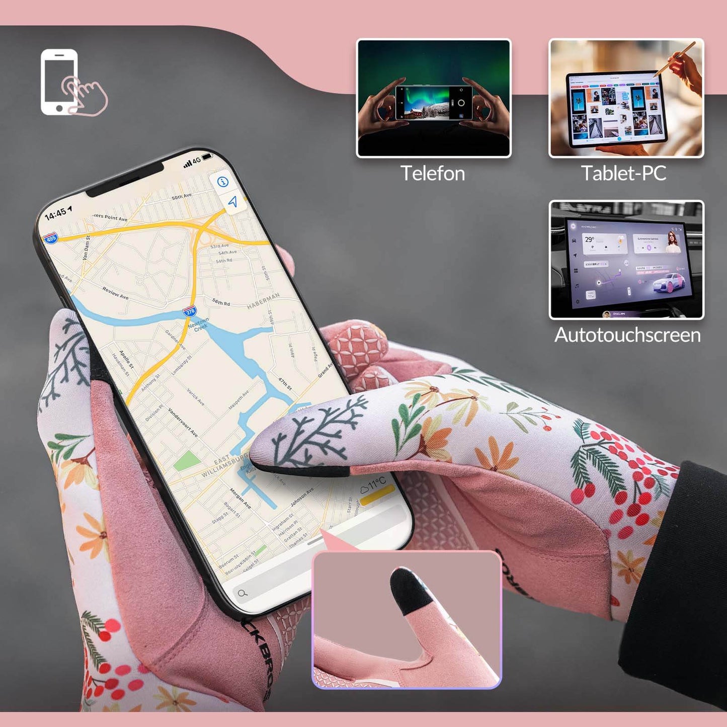 ROCKBROS hjólreiðahanskar fyrir konur, vindheldir og öndunarvænir, snertiskjár