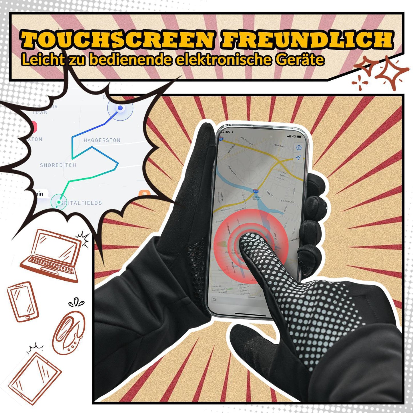ROCKBROS Fahrradhandschuhe Touchscreen Radsport-Handschuhe Winddicht