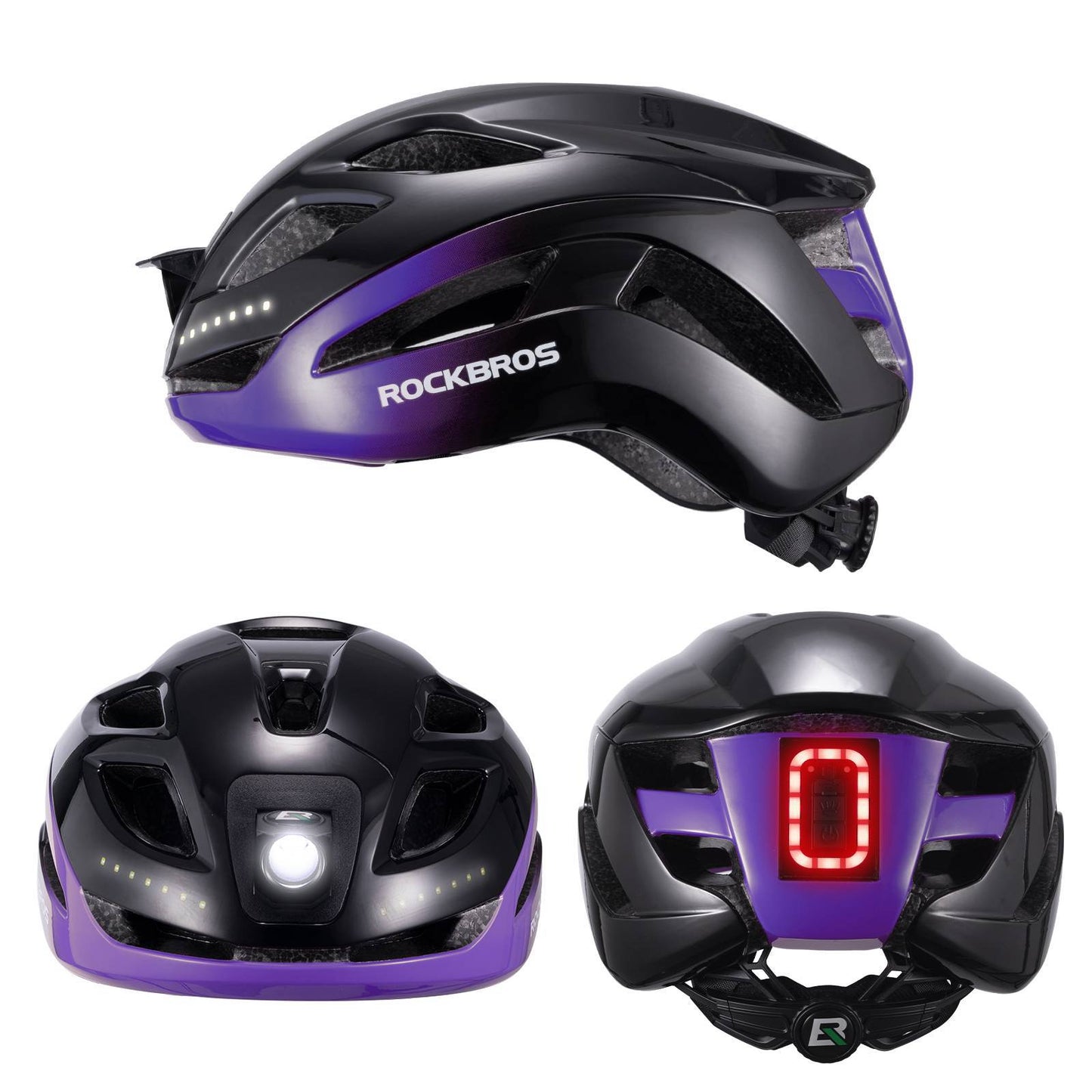 ROCKBROS Fahrradhelm mit Licht, mit USB 1800 mAh Atmungsaktiv 58-60 cm