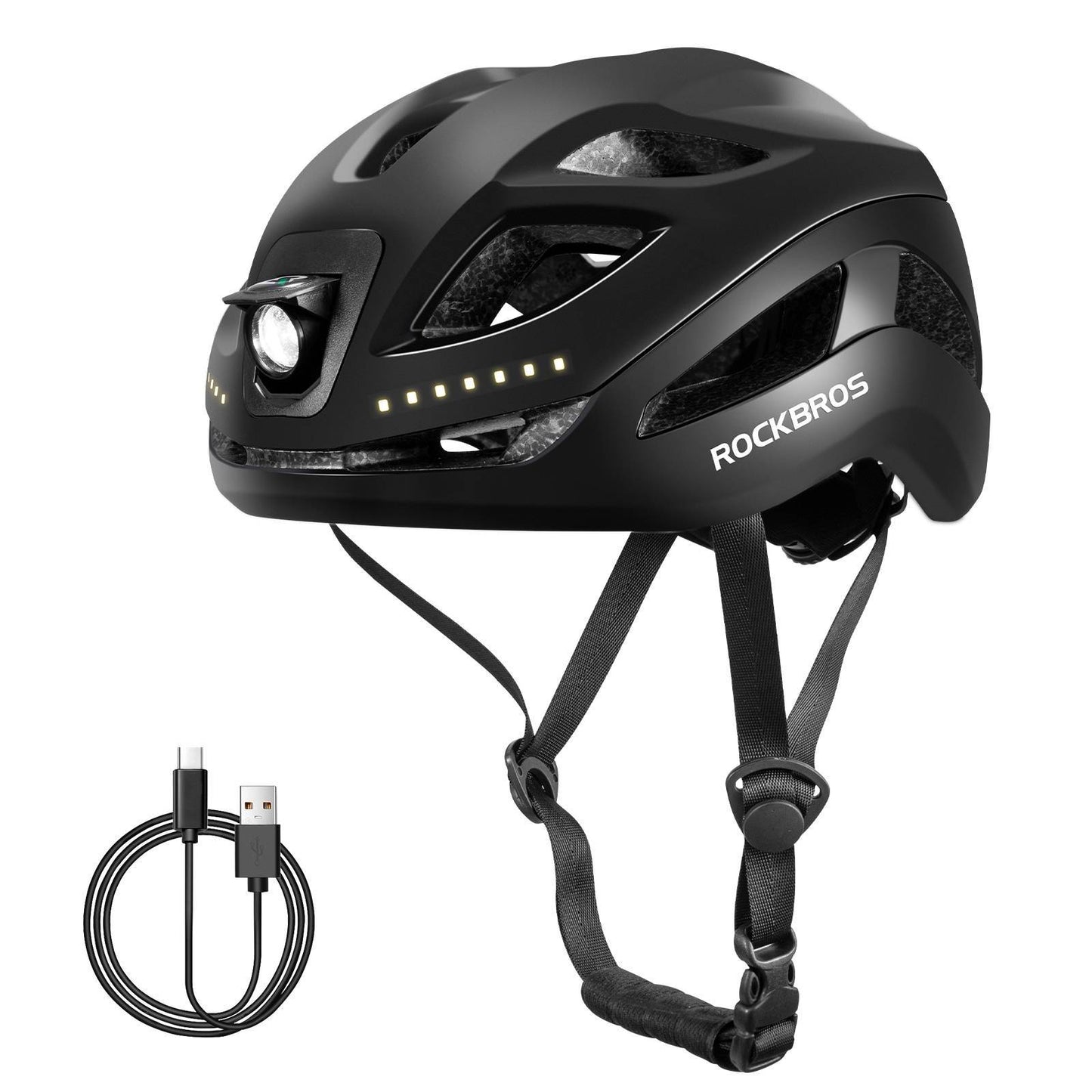 ROCKBROS Fahrradhelm mit Licht, mit USB 1800 mAh Atmungsaktiv 58-60 cm