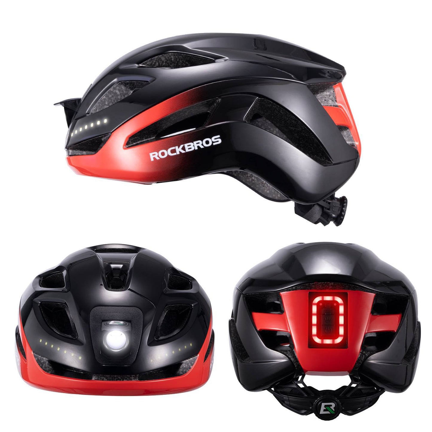 ROCKBROS Fahrradhelm mit Licht, mit USB 1800 mAh Atmungsaktiv 58-60 cm