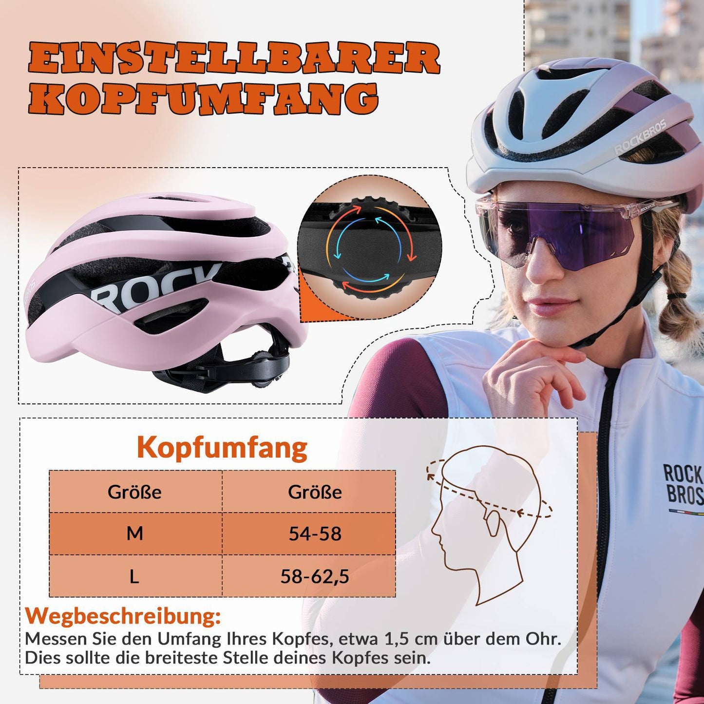 ROCKBROS Fahrradhelm Sport Mountainbike Schutzhelm Atmungsaktiv 54-58cm