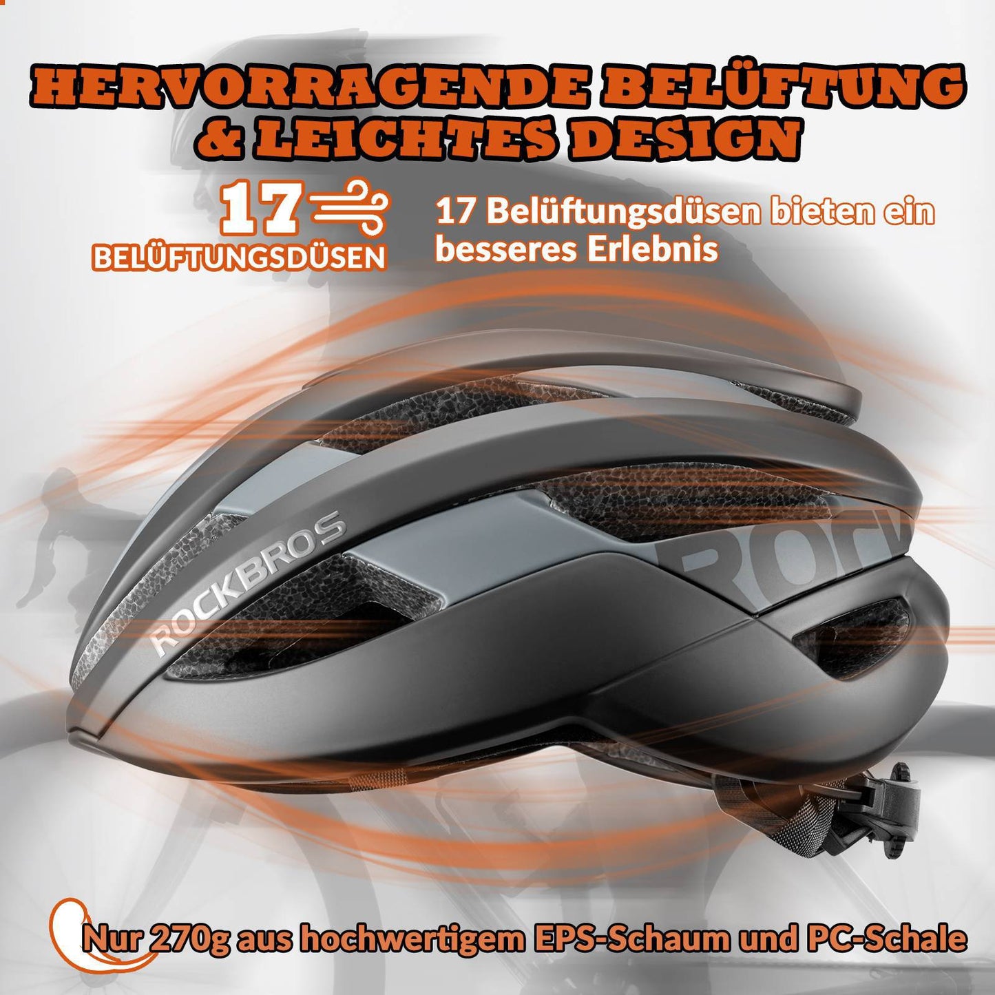 ROCKBROS Fahrradhelm Sport Mountainbike Schutzhelm Atmungsaktiv 54-58cm