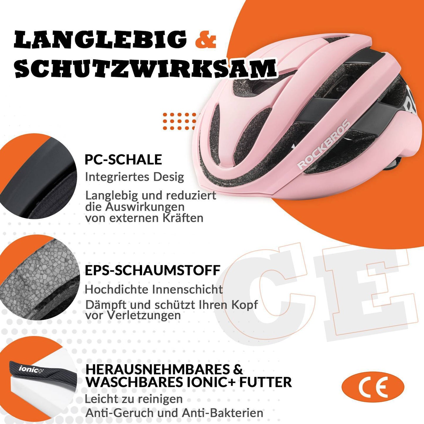 ROCKBROS Fahrradhelm Sport Mountainbike Schutzhelm Atmungsaktiv 54-58cm