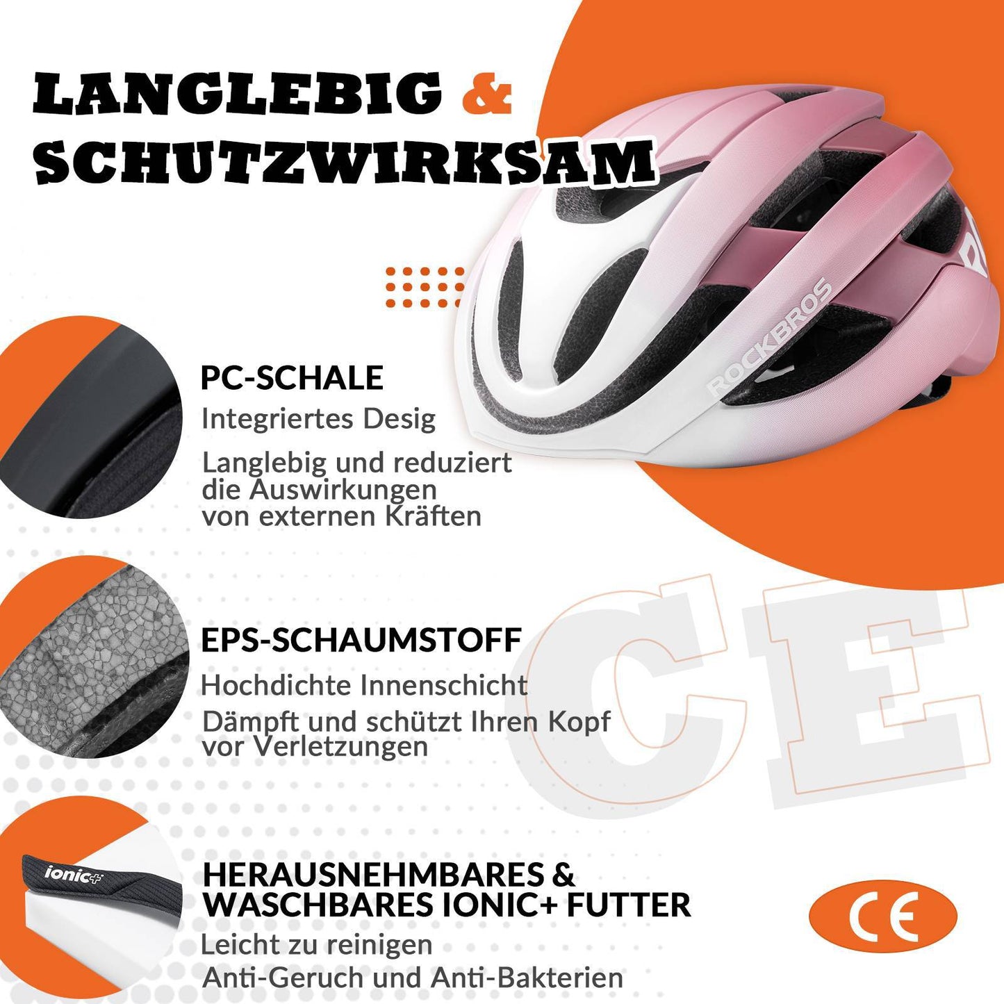 ROCKBROS Fahrradhelm Sport Mountainbike Schutzhelm Atmungsaktiv 54-58cm