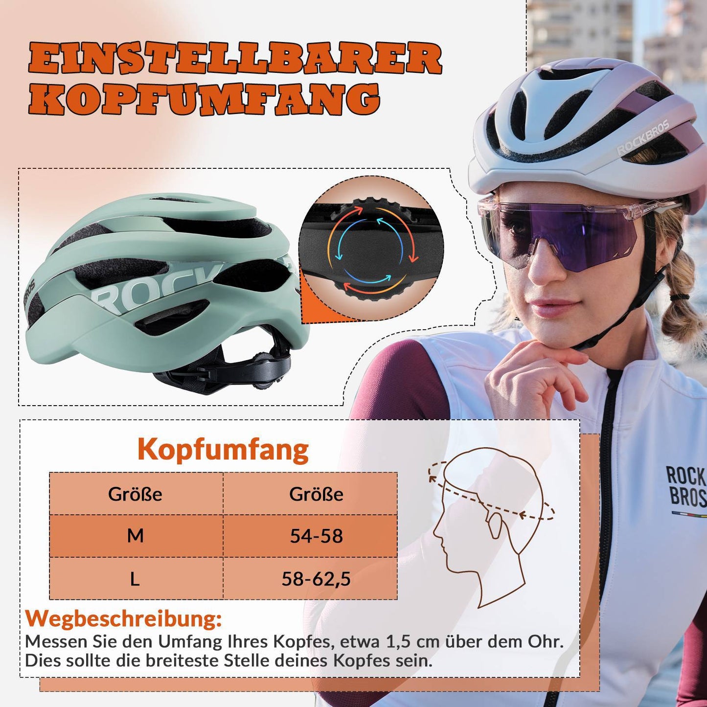 ROCKBROS Fahrradhelm Sport Mountainbike Schutzhelm Atmungsaktiv 54-58cm
