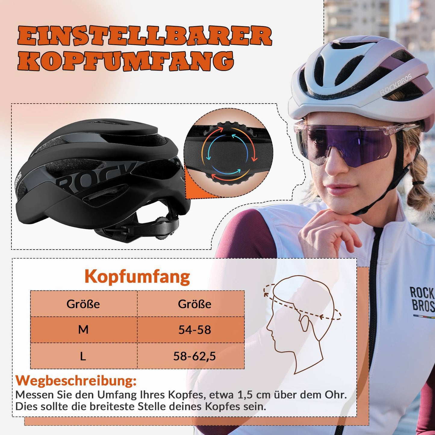 ROCKBROS Fahrradhelm Sport Mountainbike Schutzhelm Atmungsaktiv 54-58cm