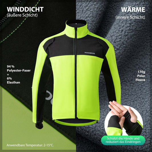 ROCKBROS Men's Winter Cycling Jacket, Bright Green