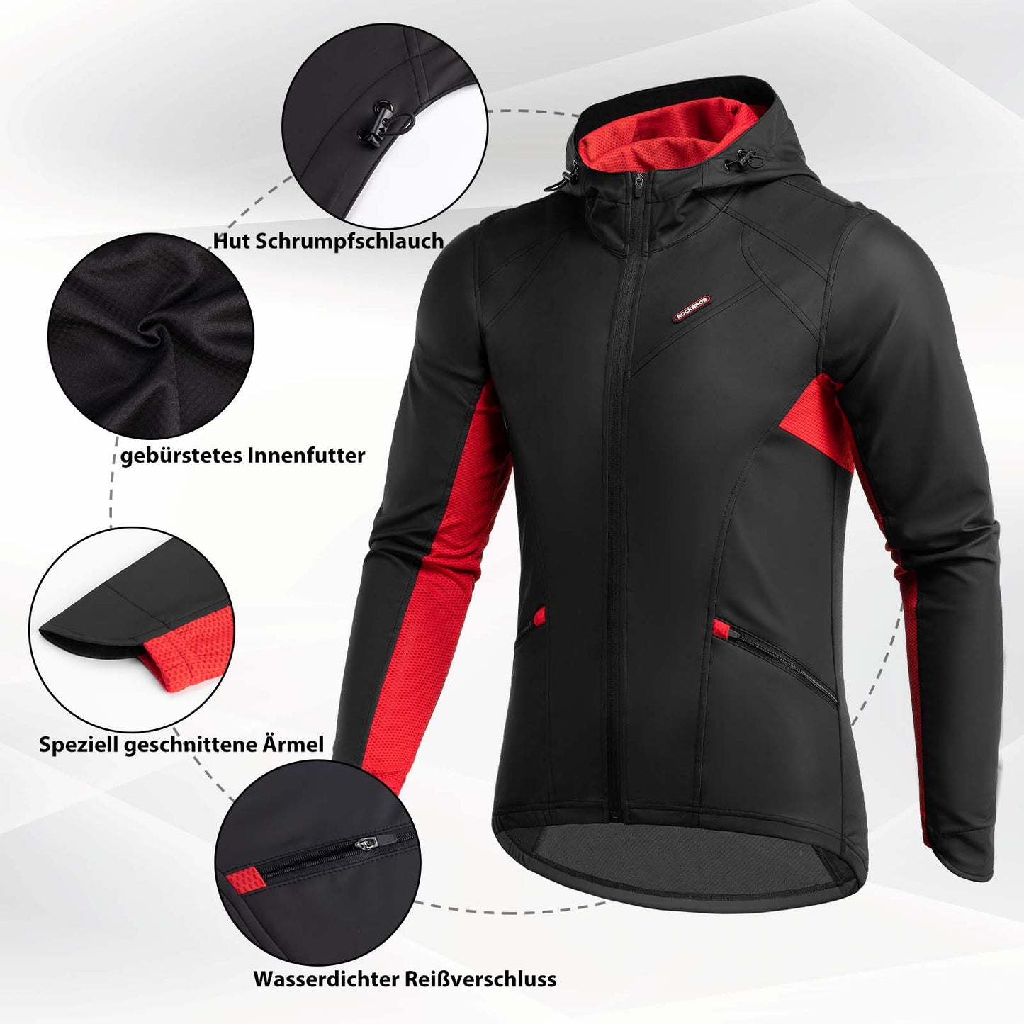 ROCKBROS Fahrradjacke Herren Winter Winddicht Softshelljacke Schwarz