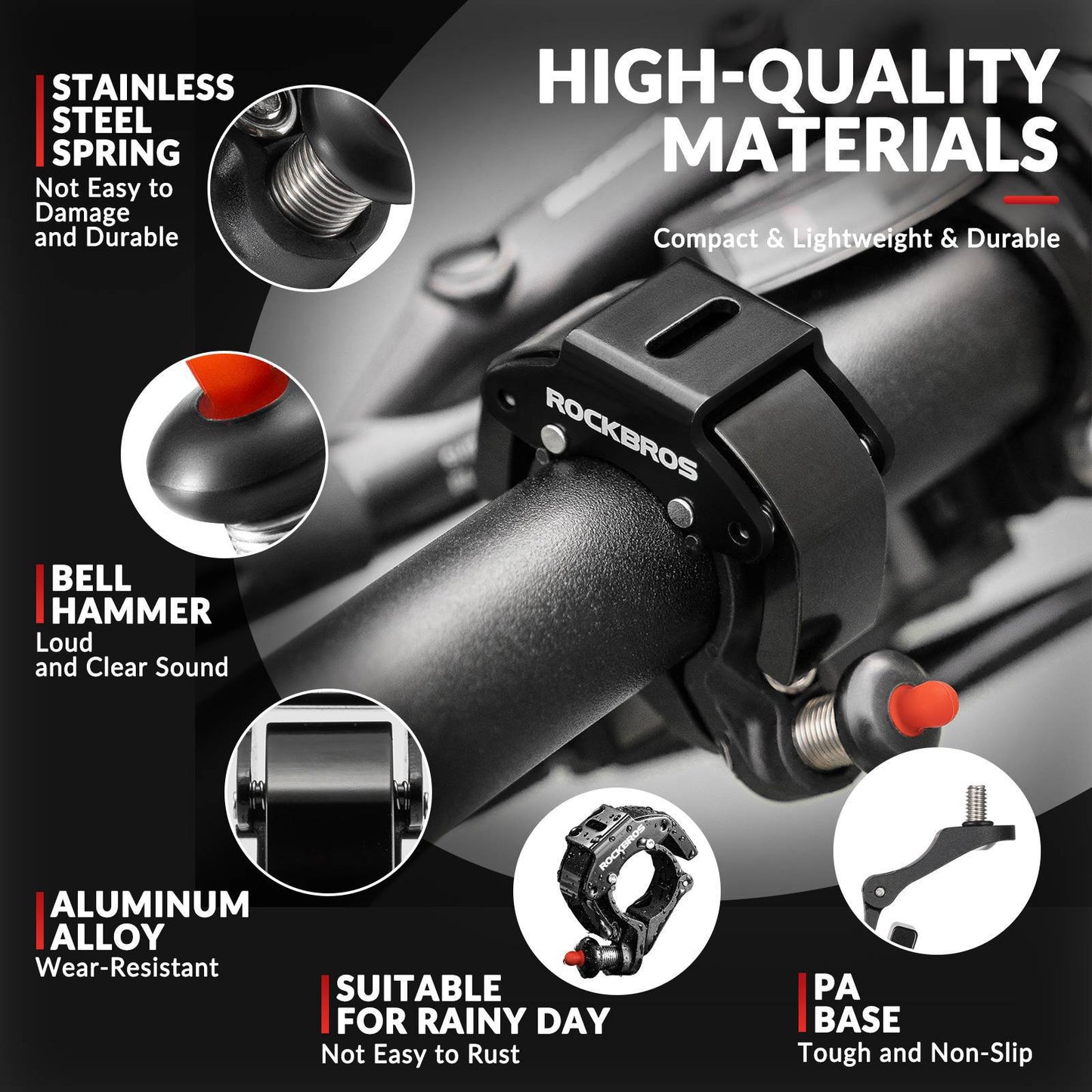 ROCKBROS hjólabjalla 100dB hávær nýstárleg lítil hjólabjalla