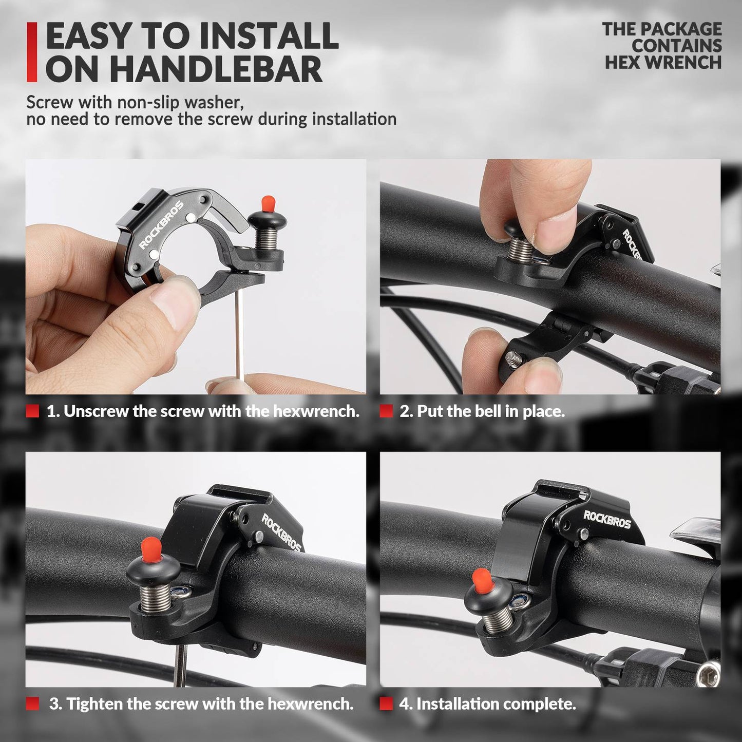 ROCKBROS hjólabjalla 100dB hávær nýstárleg lítil hjólabjalla