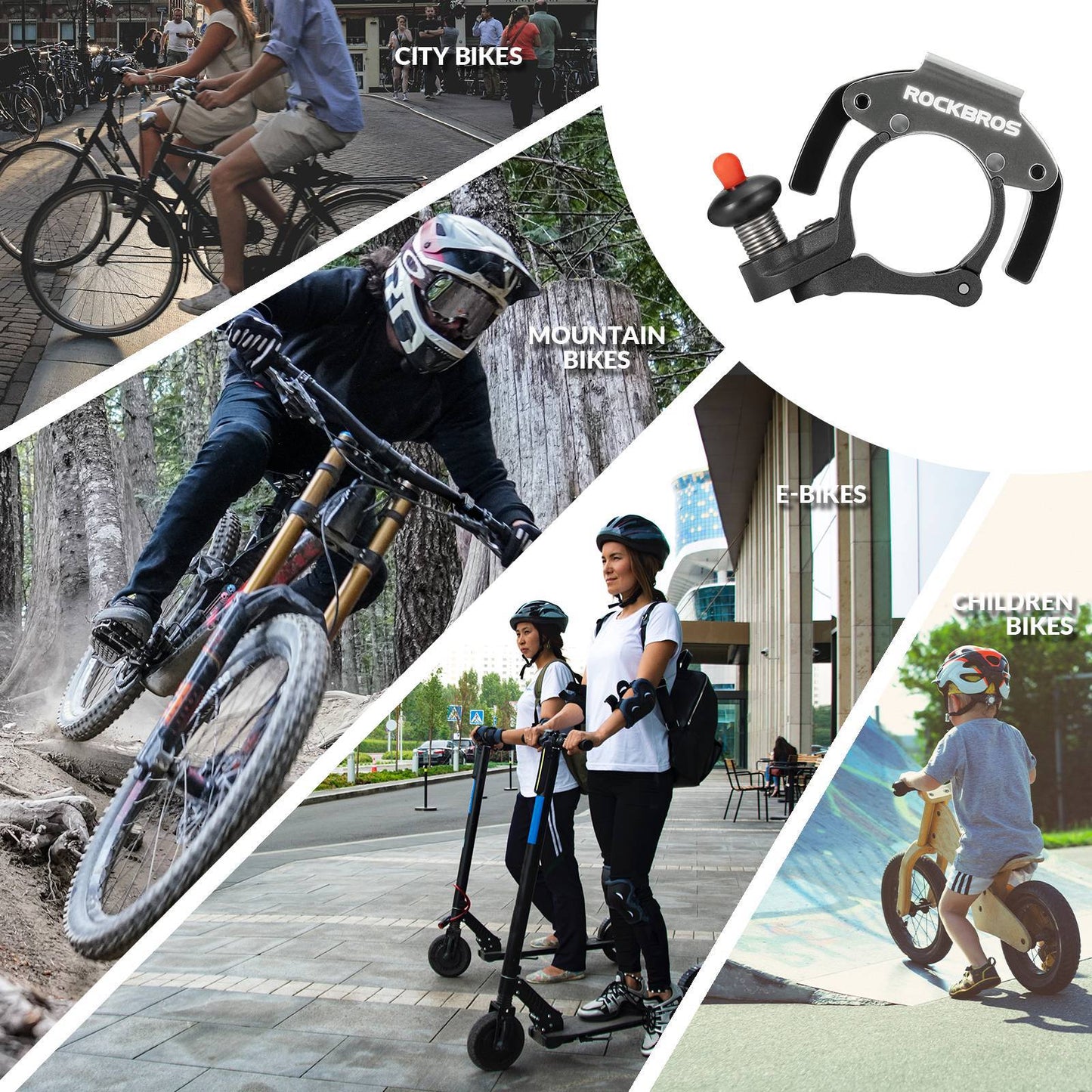 ROCKBROS hjólabjalla 100dB hávær nýstárleg lítil hjólabjalla