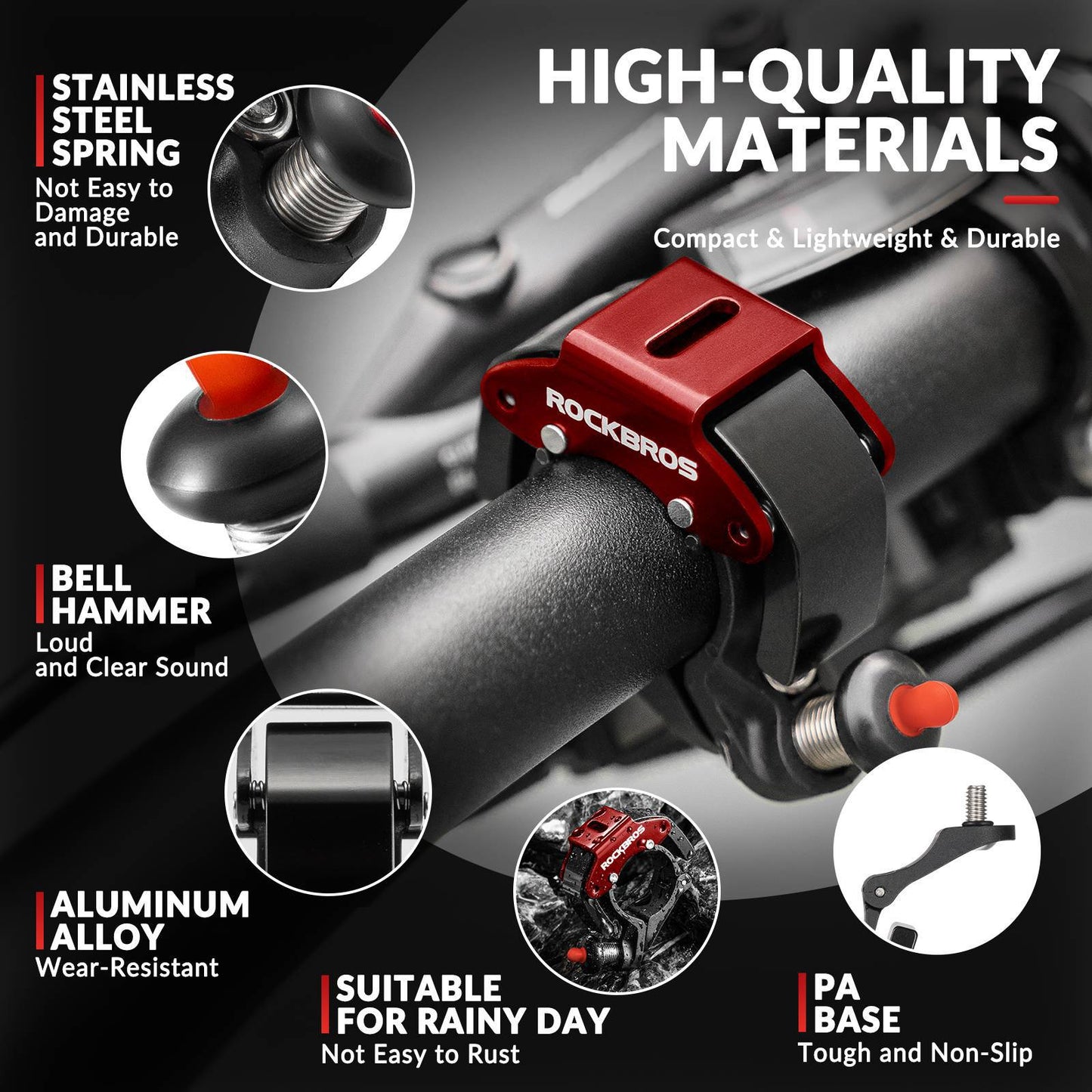 ROCKBROS hjólabjalla 100dB hávær nýstárleg lítil hjólabjalla