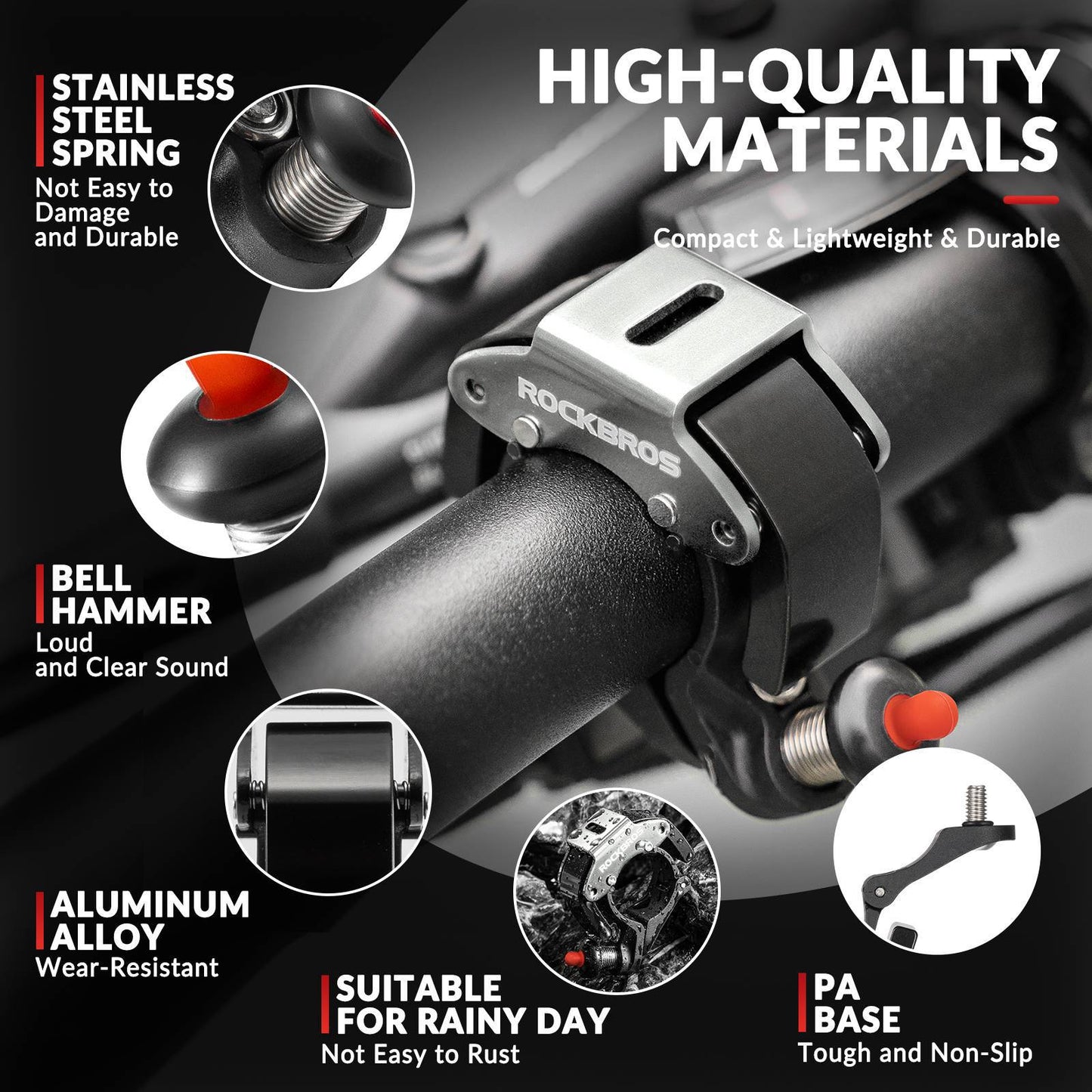 ROCKBROS hjólabjalla 100dB hávær nýstárleg lítil hjólabjalla