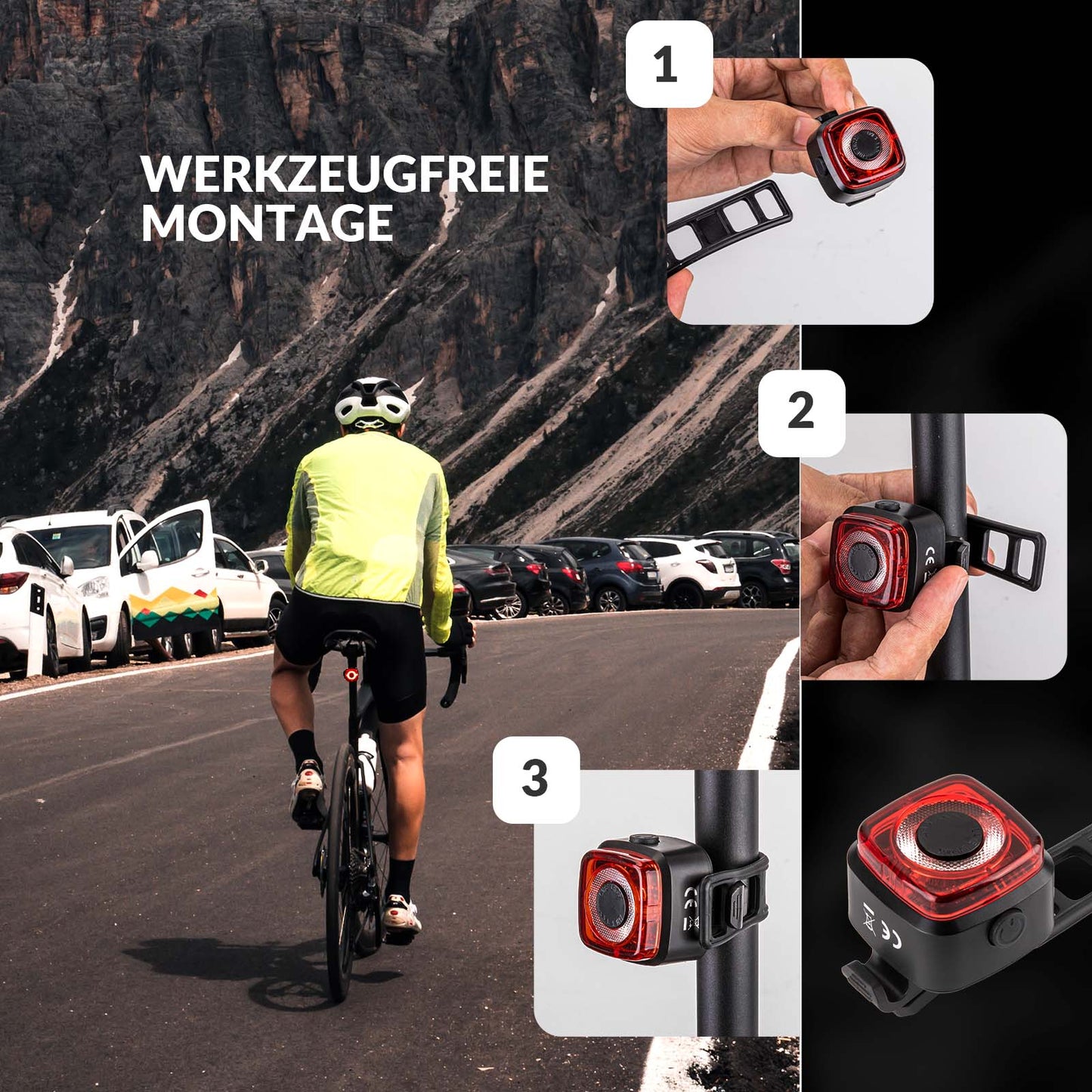 ROCKBROS Fahrradlicht IPX5 Wasserdicht Rücklicht Wiederaufladbar mit USB-C