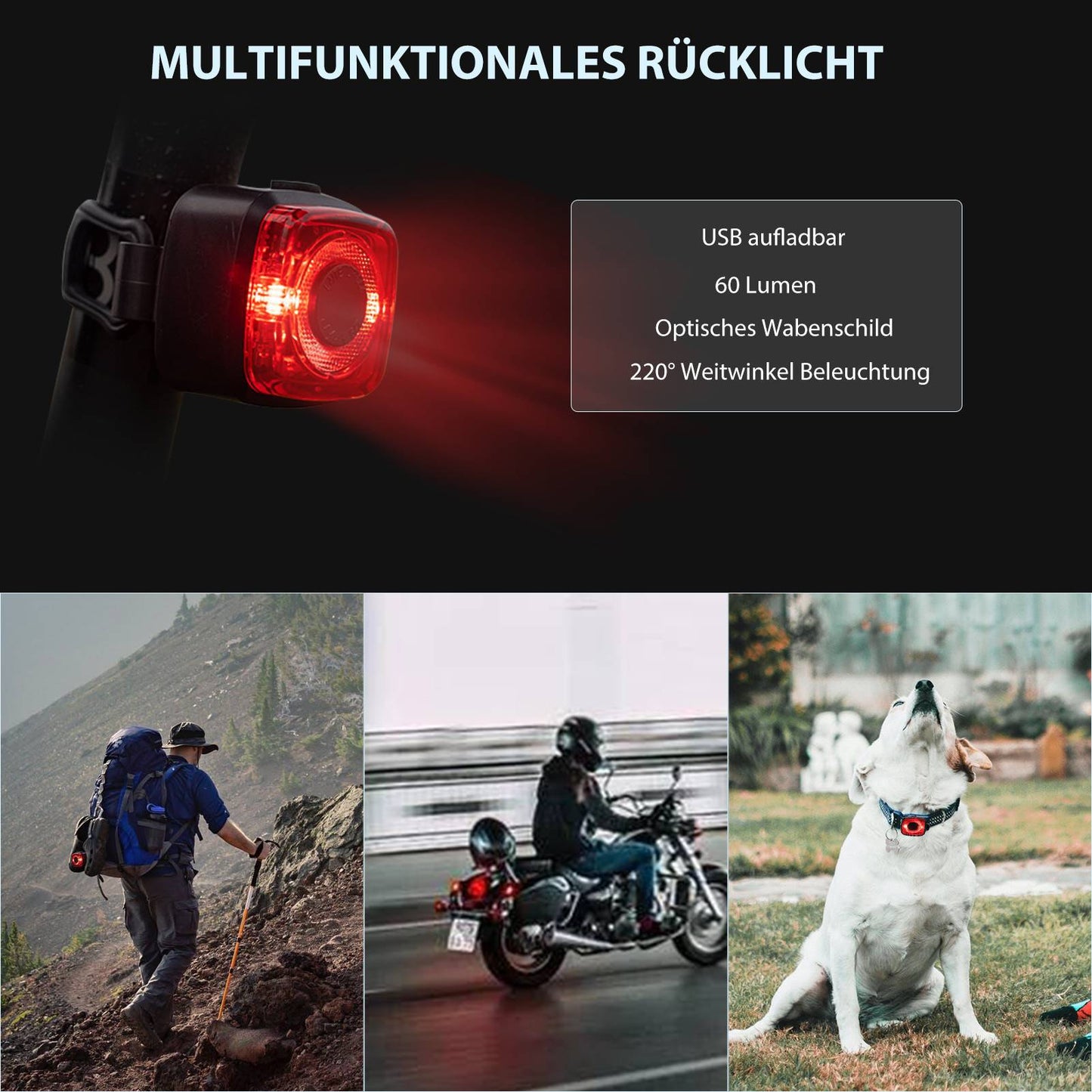 ROCKBROS Bicycle Light Set, Bicycle Lamp Includes Rear Light &amp; Front Light