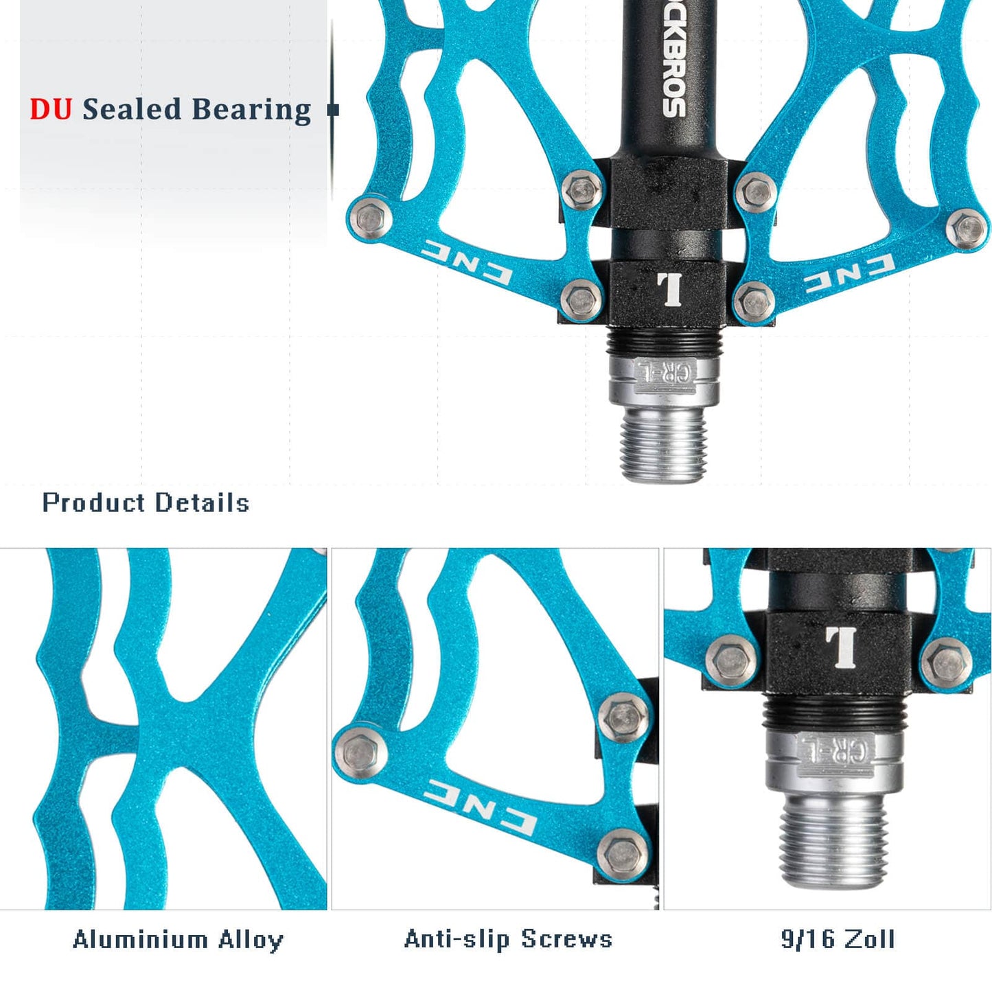 ROCKBROS bicycle pedals 9/16 inch CNC aluminum with sealed bearings