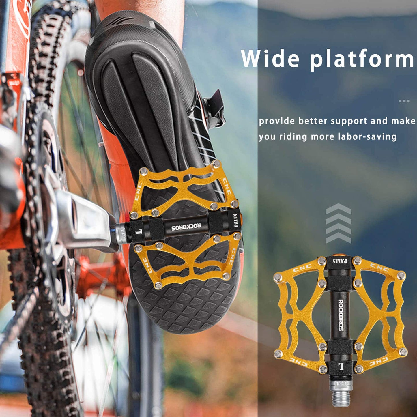 ROCKBROS bicycle pedals 9/16 inch CNC aluminum with sealed bearings