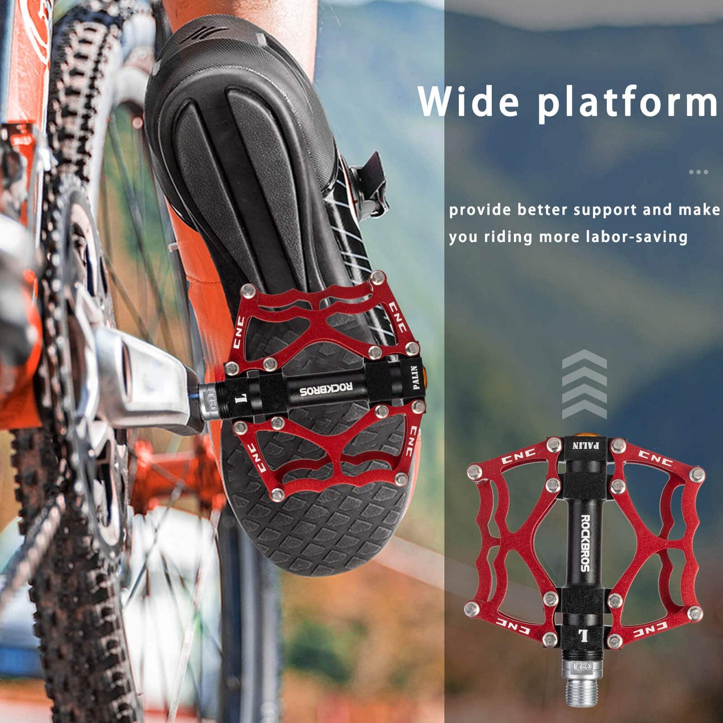 ROCKBROS bicycle pedals 9/16 inch CNC aluminum with sealed bearings