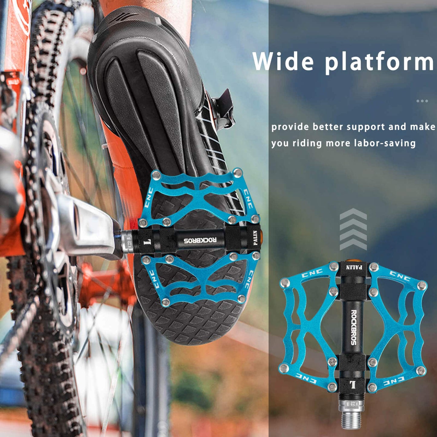 ROCKBROS bicycle pedals 9/16 inch CNC aluminum with sealed bearings