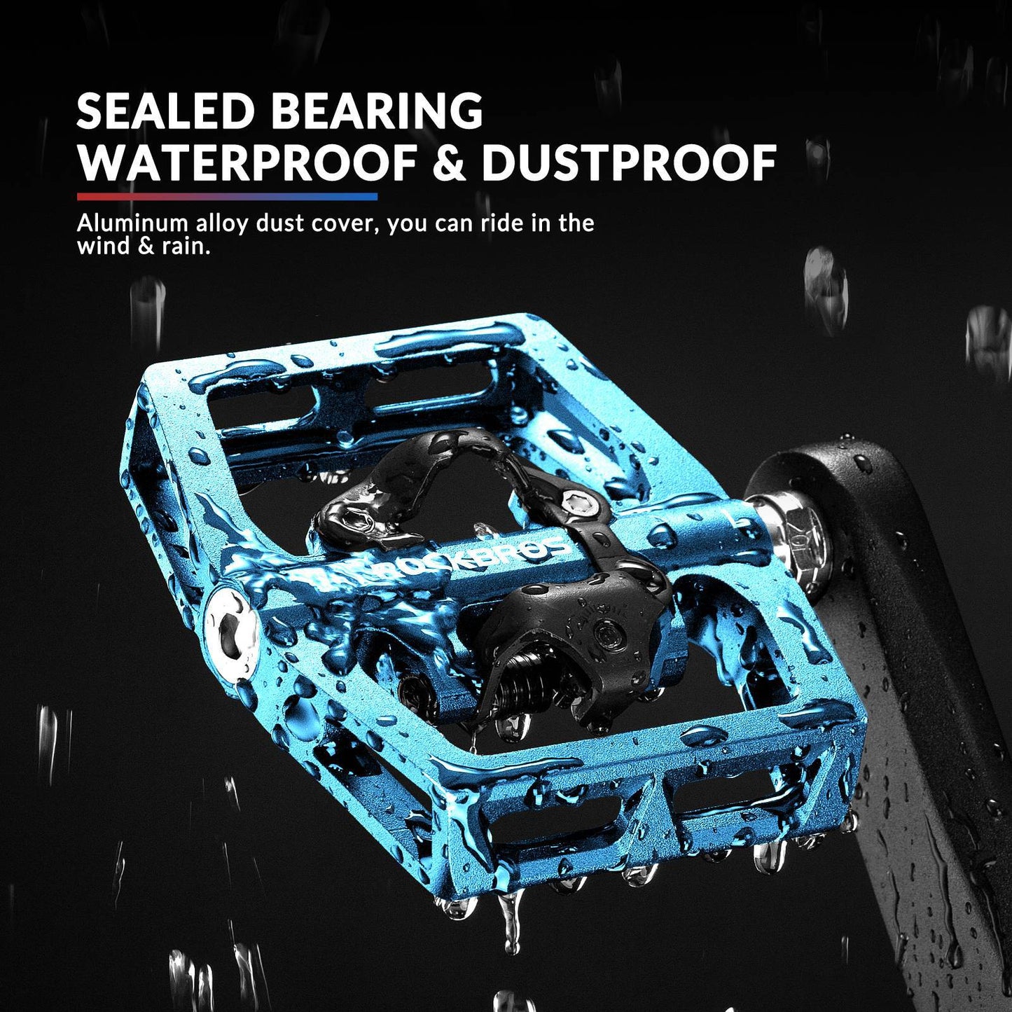 ROCKBROS Aluminum Bicycle Pedals 2 in 1 SPD Pedals for MTB, Road Bike, City Bike