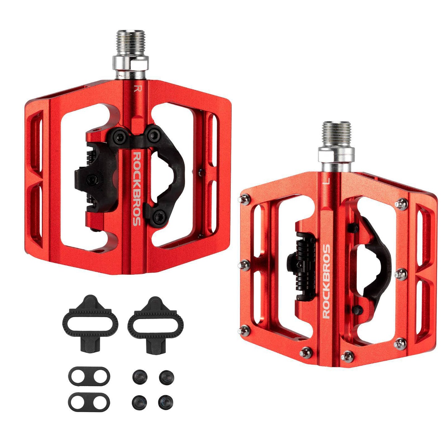 ROCKBROS Aluminum Bicycle Pedals 2 in 1 SPD Pedals for MTB, Road Bike, City Bike