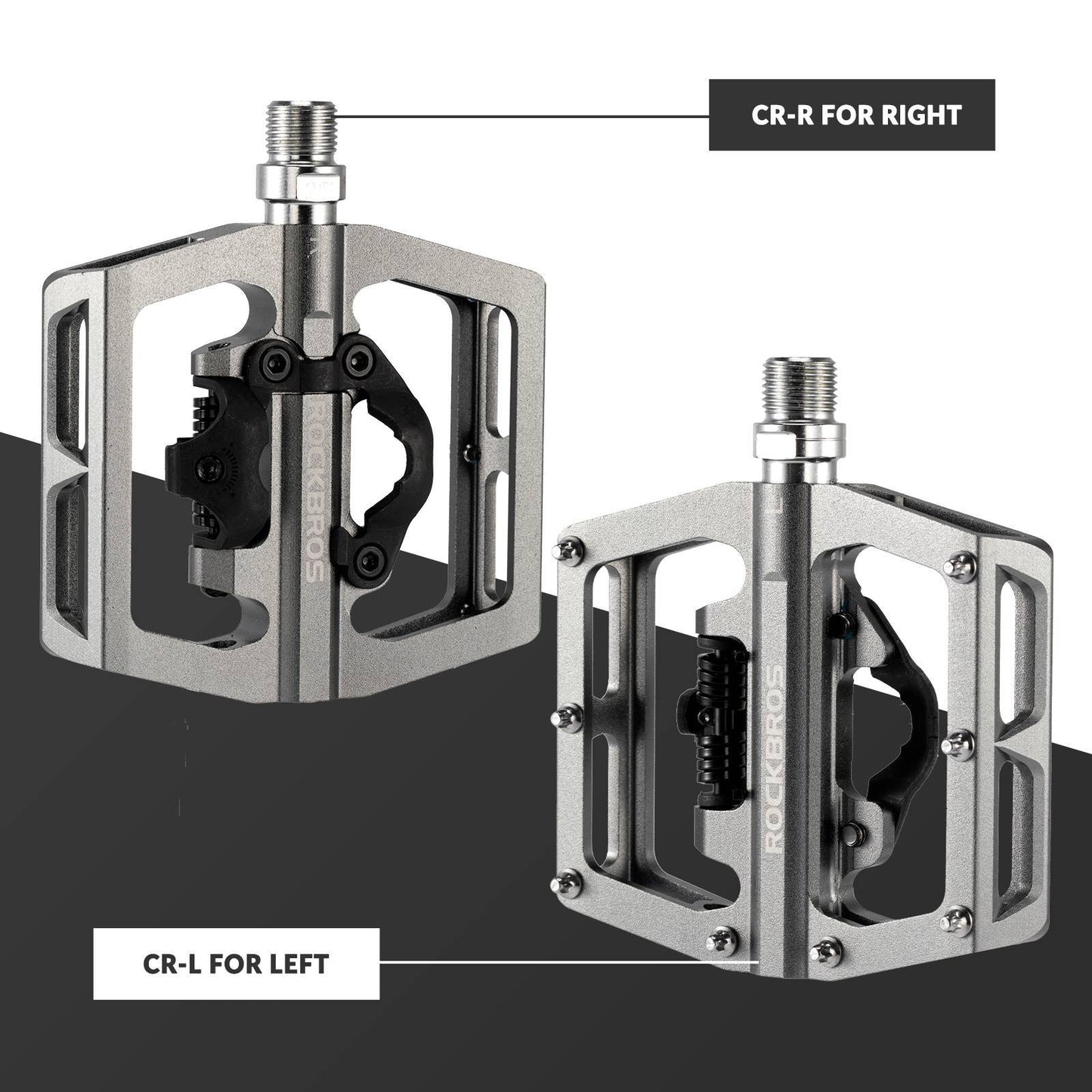ROCKBROS Aluminum Bicycle Pedals 2 in 1 SPD Pedals for MTB, Road Bike, City Bike