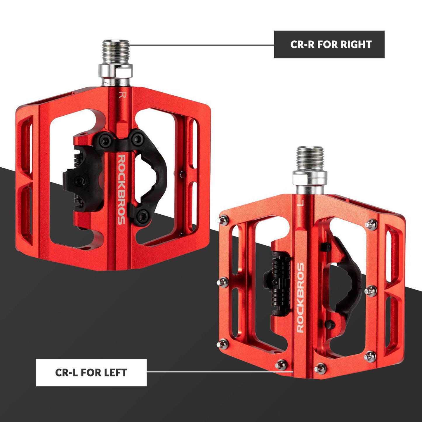 ROCKBROS Aluminum Bicycle Pedals 2 in 1 SPD Pedals for MTB, Road Bike, City Bike