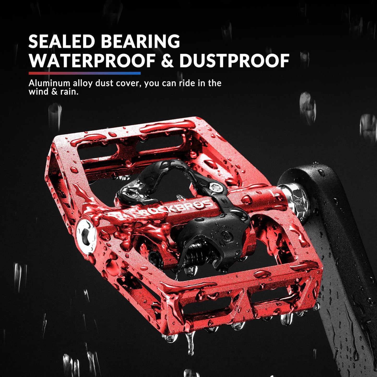 ROCKBROS Aluminum Bicycle Pedals 2 in 1 SPD Pedals for MTB, Road Bike, City Bike