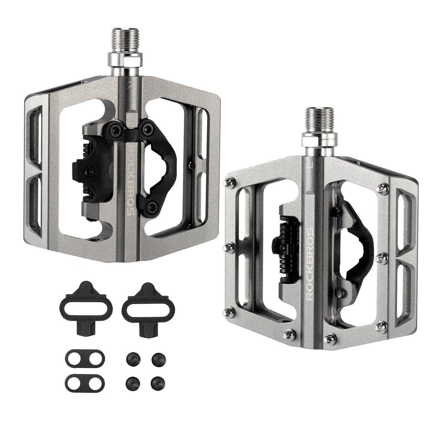 ROCKBROS Aluminum Bicycle Pedals 2 in 1 SPD Pedals for MTB, Road Bike, City Bike