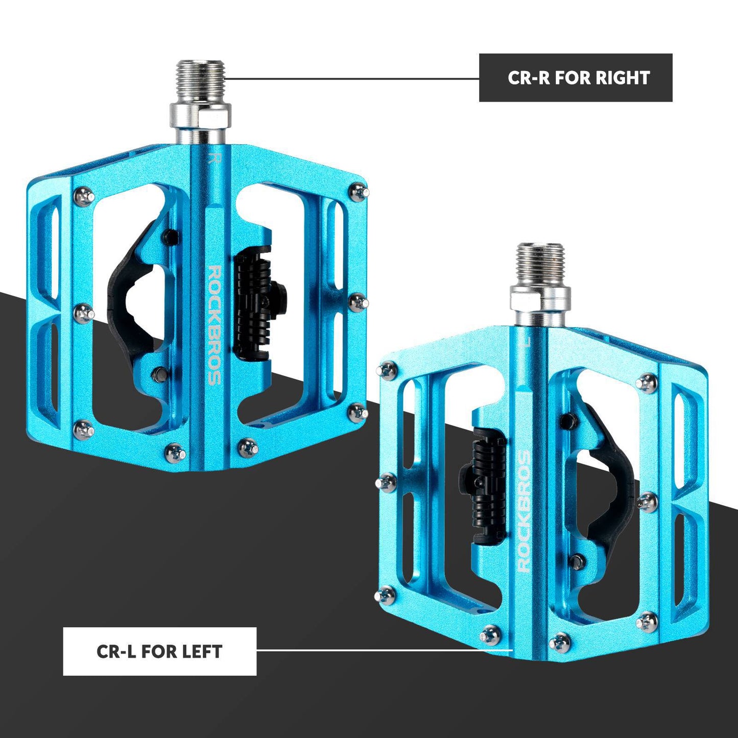 ROCKBROS Aluminum Bicycle Pedals 2 in 1 SPD Pedals for MTB, Road Bike, City Bike