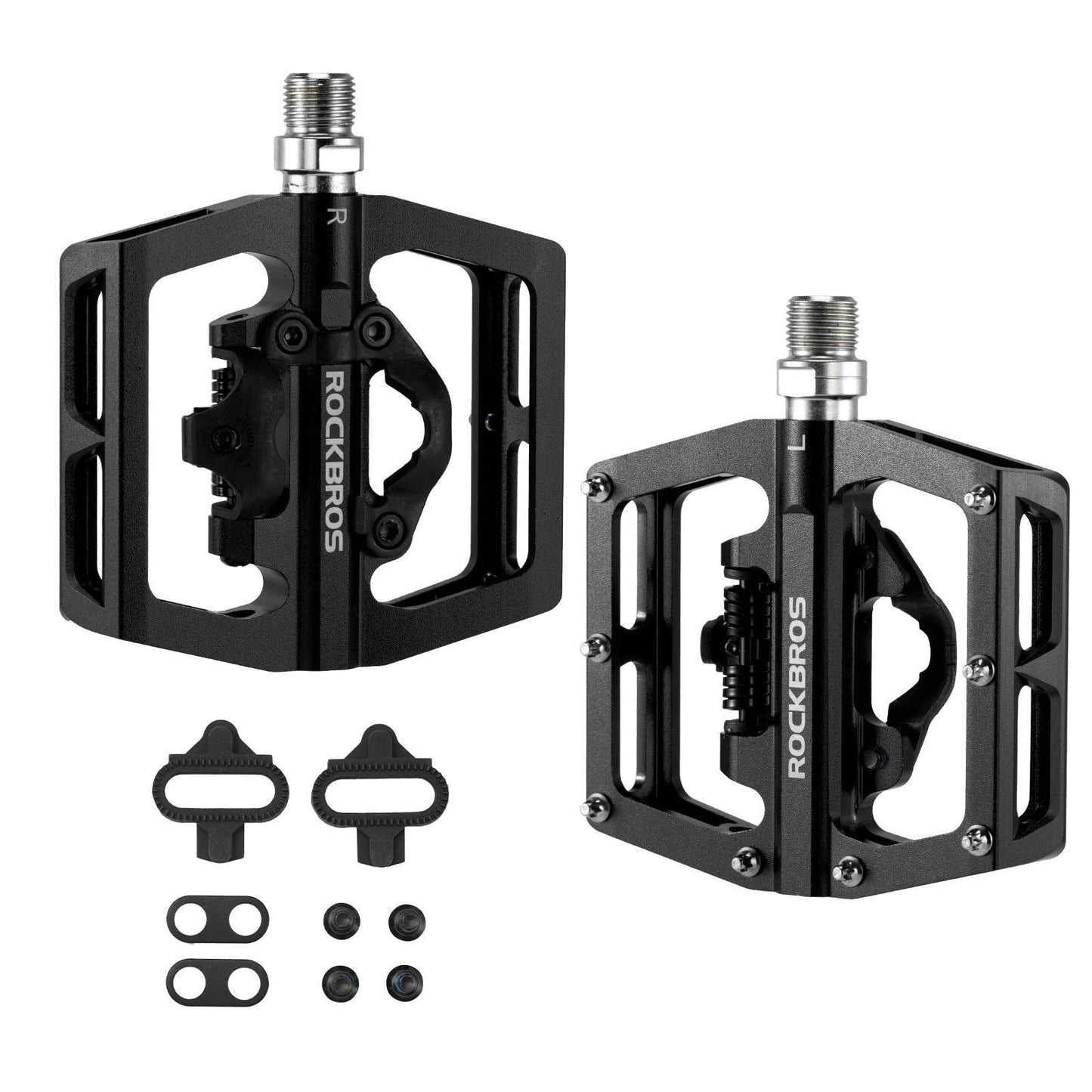 ROCKBROS Aluminum Bicycle Pedals 2 in 1 SPD Pedals for MTB, Road Bike, City Bike