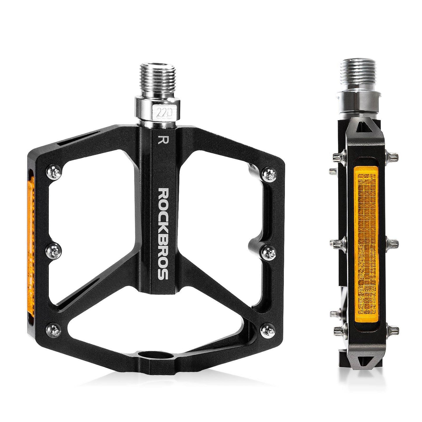 ROCKBROS hjólapedalar með endurskinsmerkjum, úr áli, 9/16 tommur