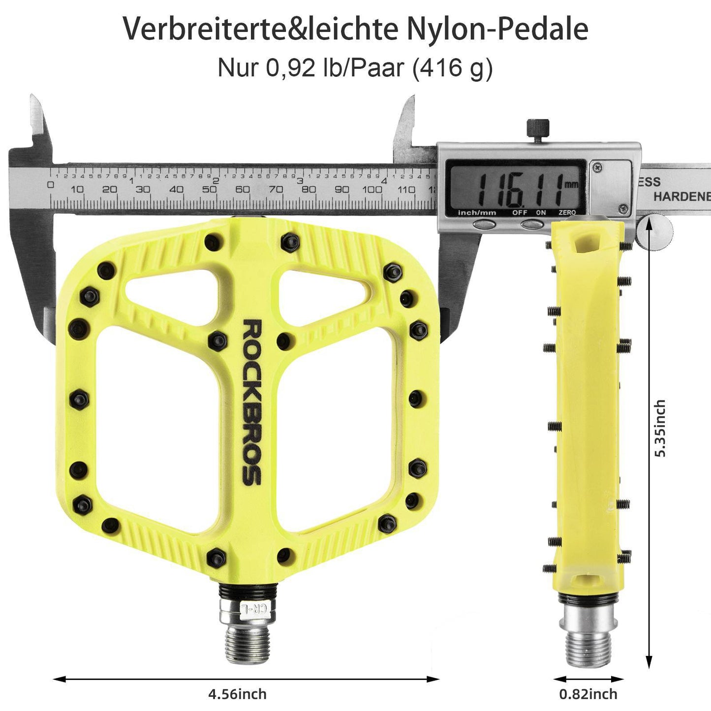 ROCKBROS reiðhjólapedalar úr nylon, flatir pedalar, 9/16 tommur með 3 legum