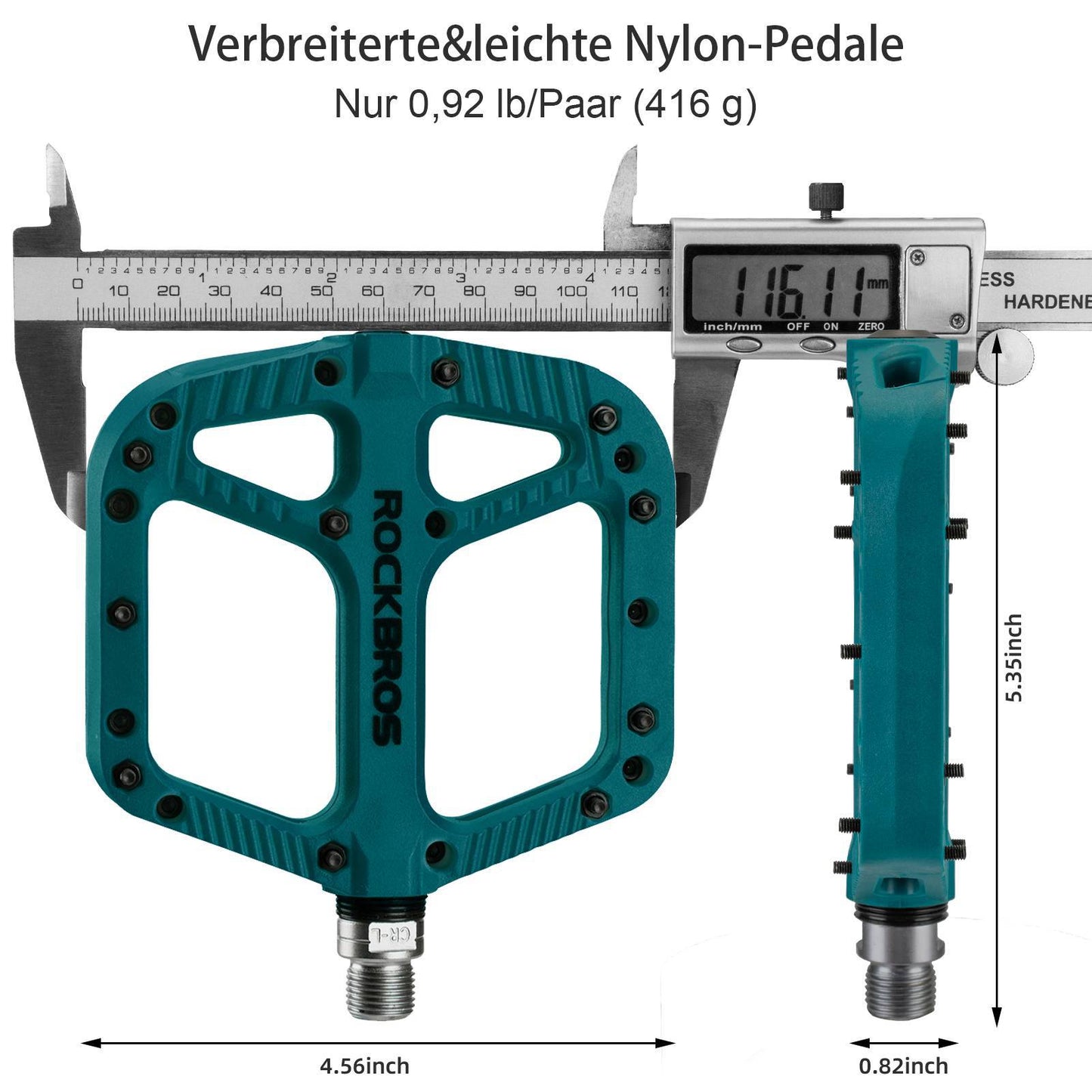 ROCKBROS reiðhjólapedalar úr nylon, flatir pedalar, 9/16 tommur með 3 legum