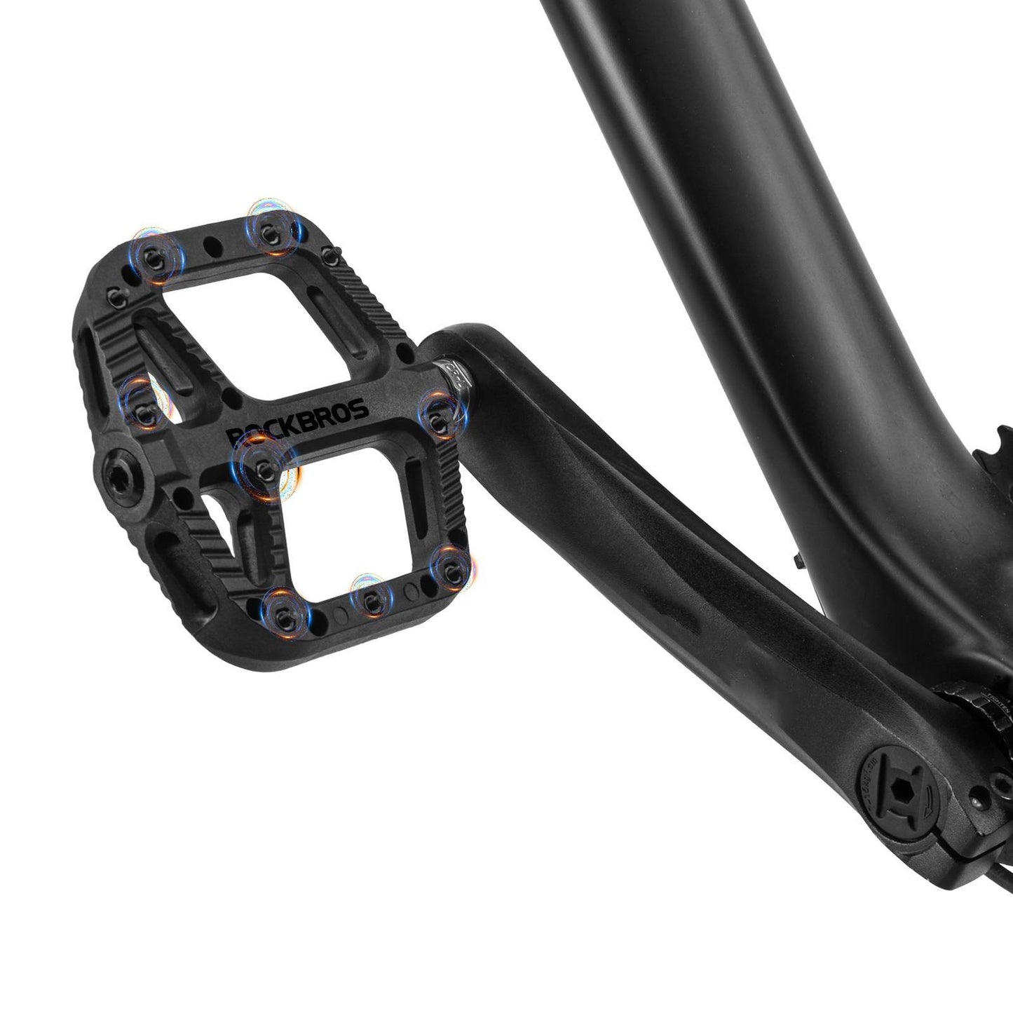 ROCKBROS reiðhjólapedalar úr nylon, flatir pedalar, 9/16 tommur með 3 legum