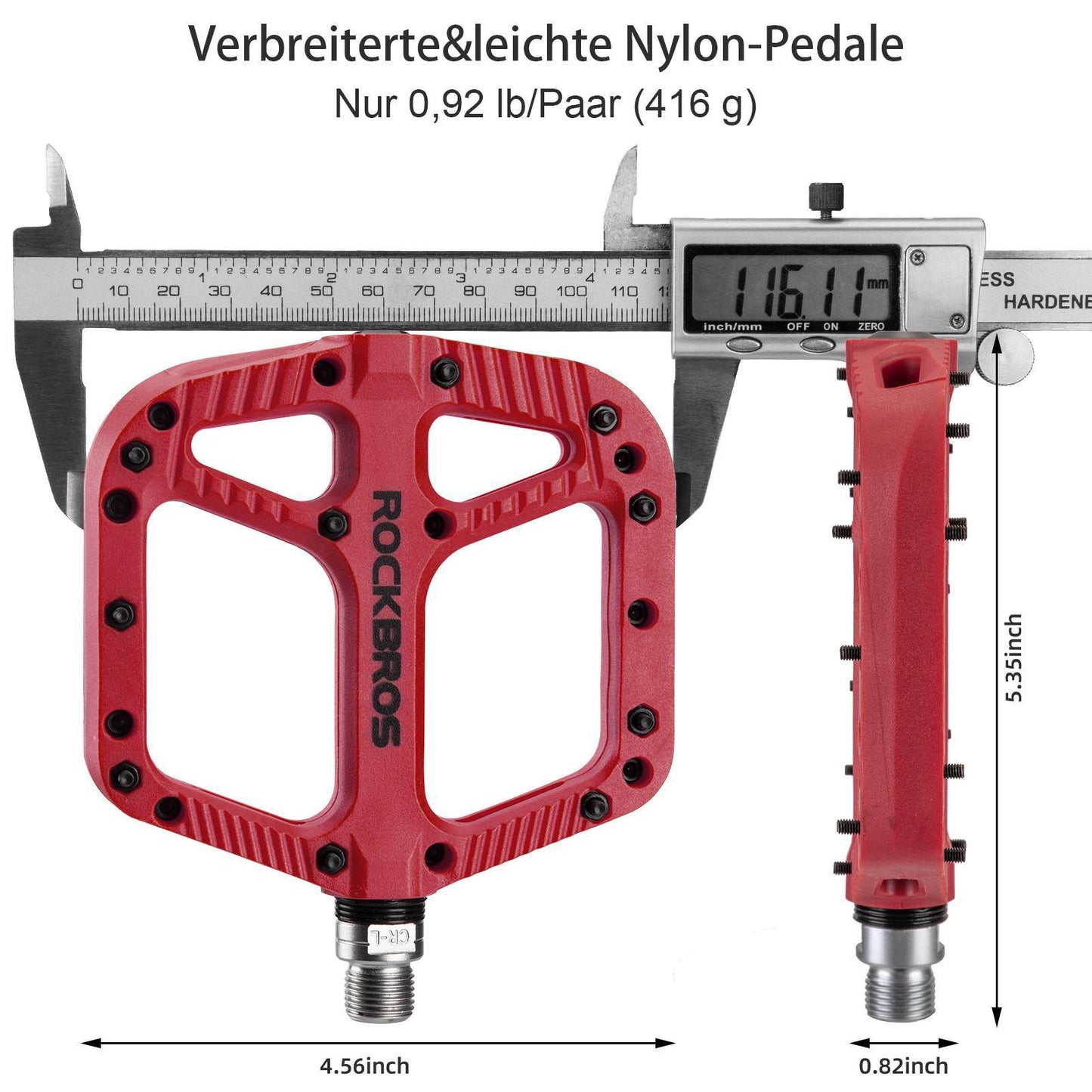 ROCKBROS reiðhjólapedalar úr nylon, flatir pedalar, 9/16 tommur með 3 legum