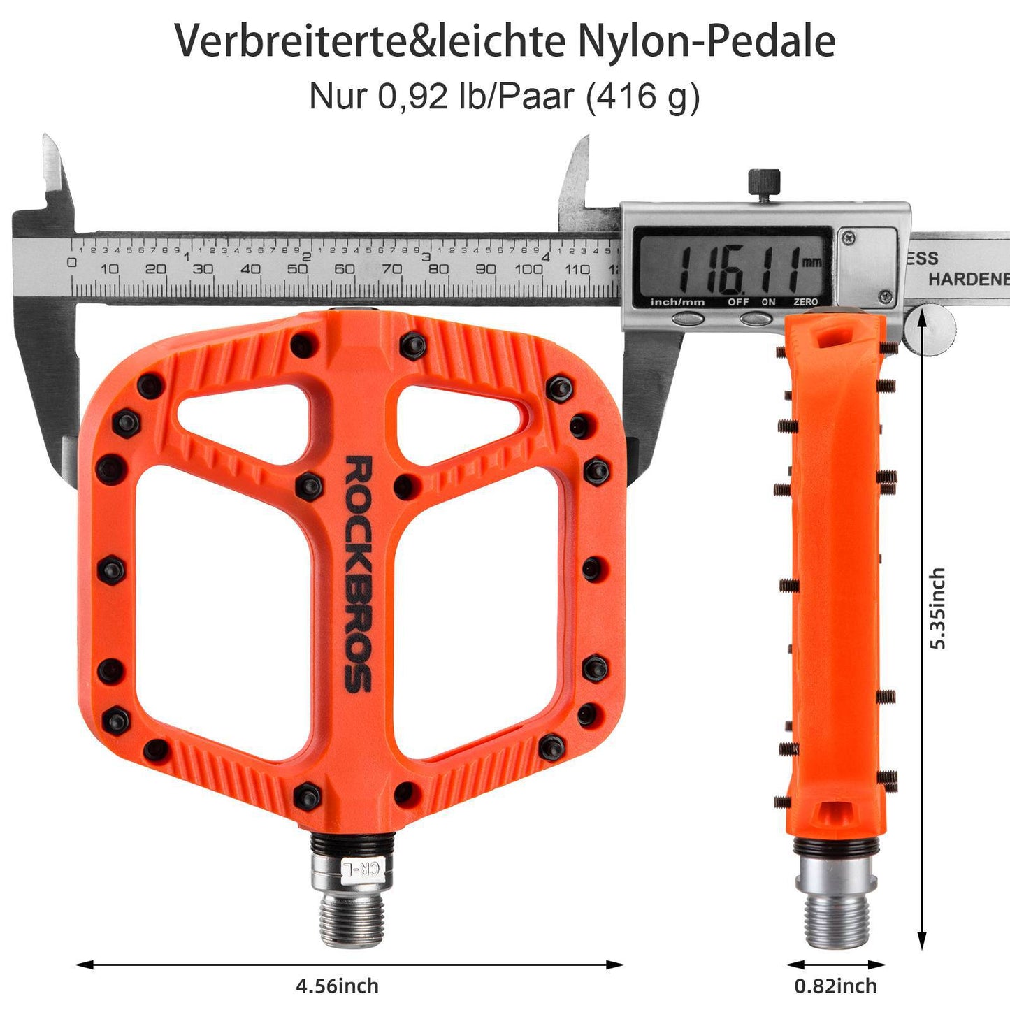 ROCKBROS reiðhjólapedalar úr nylon, flatir pedalar, 9/16 tommur með 3 legum