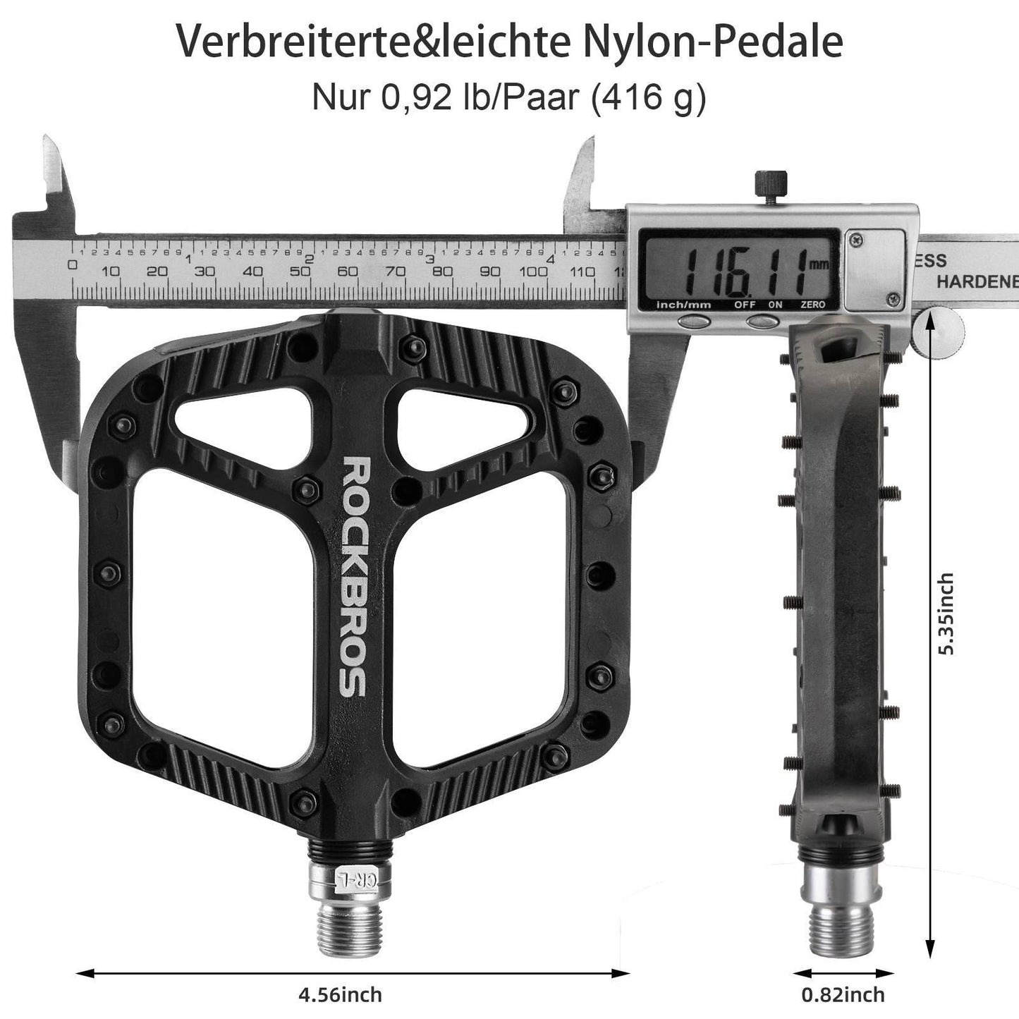 ROCKBROS reiðhjólapedalar úr nylon, flatir pedalar, 9/16 tommur með 3 legum