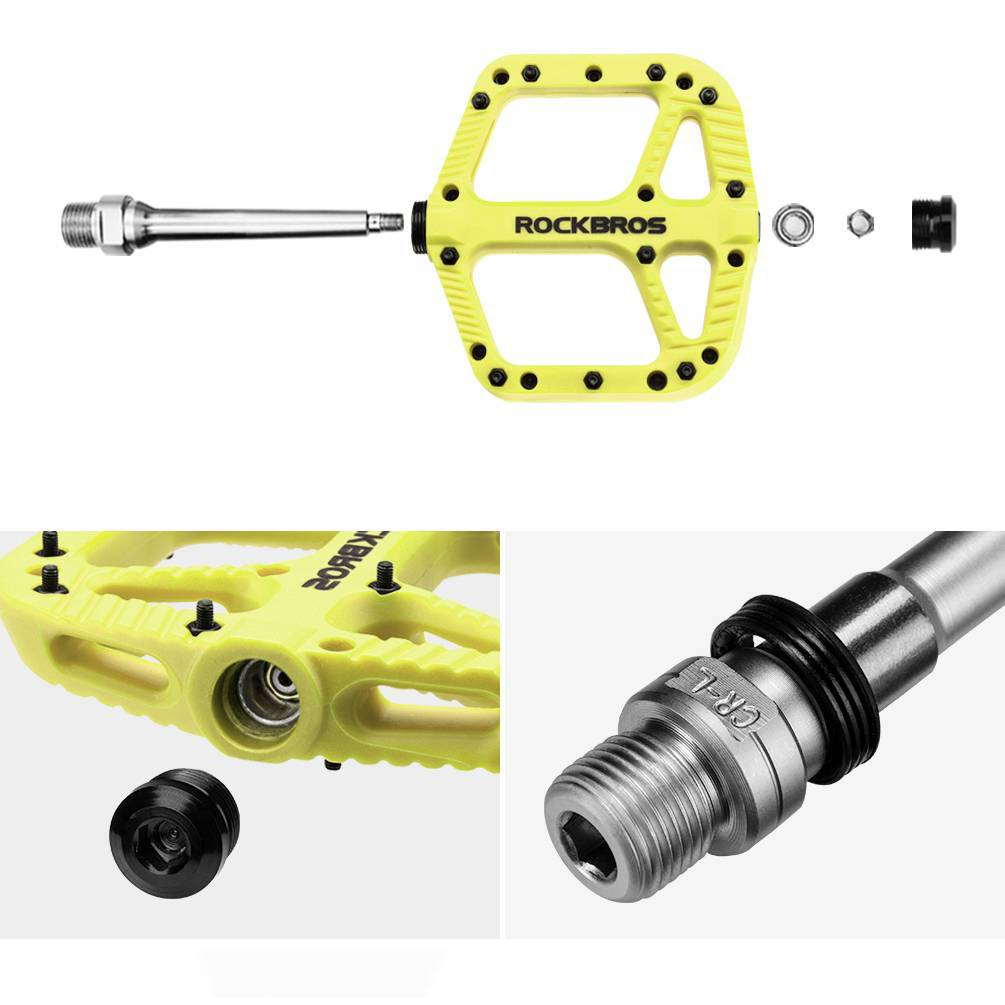 ROCKBROS reiðhjólapedalar úr nylon, flatir pedalar, 9/16 tommur með 3 legum