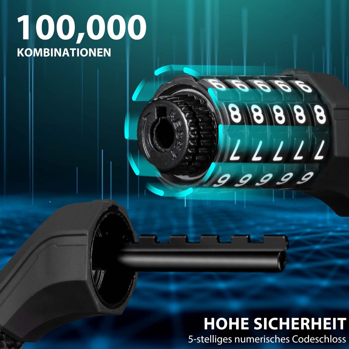 ROCKBROS reiðhjólalás, 5 stafa samsetningarlás