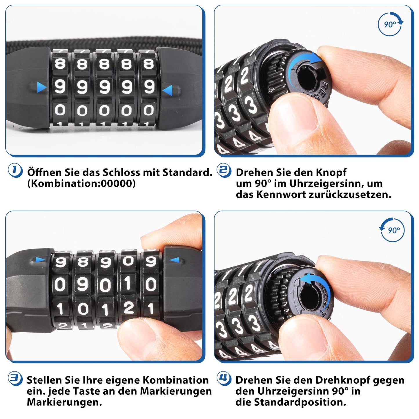 ROCKBROS reiðhjólalás, 5 stafa samsetningarlás