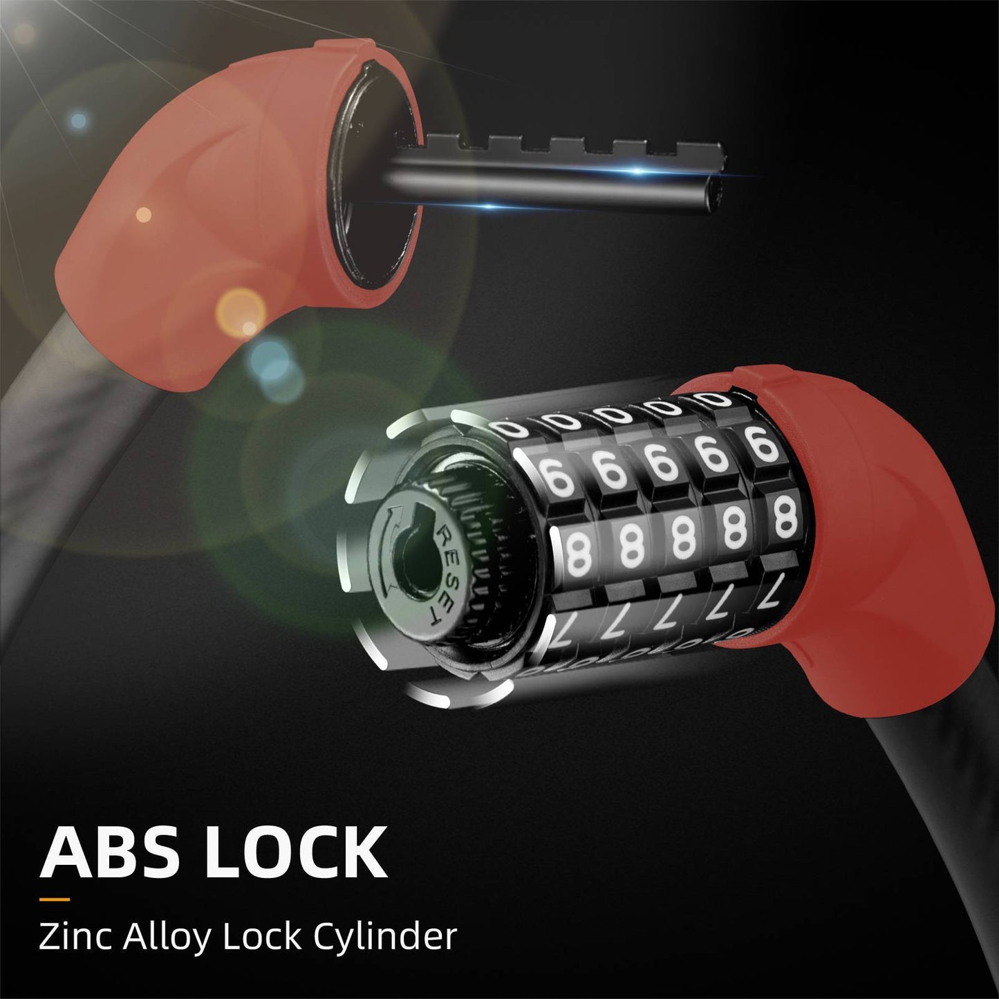 ROCKBROS reiðhjólalás, 5 stafa snúrulás