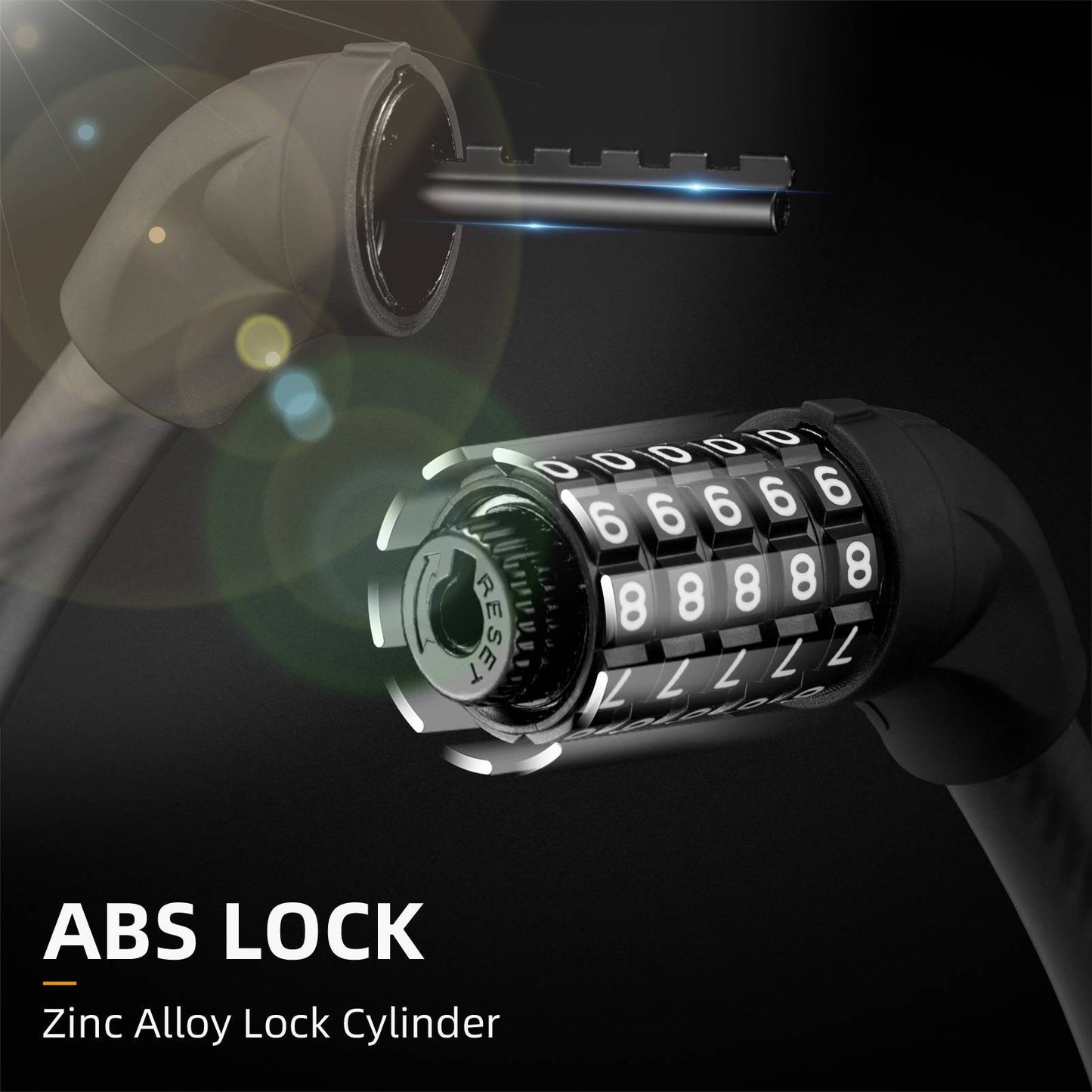 ROCKBROS reiðhjólalás, 5 stafa snúrulás