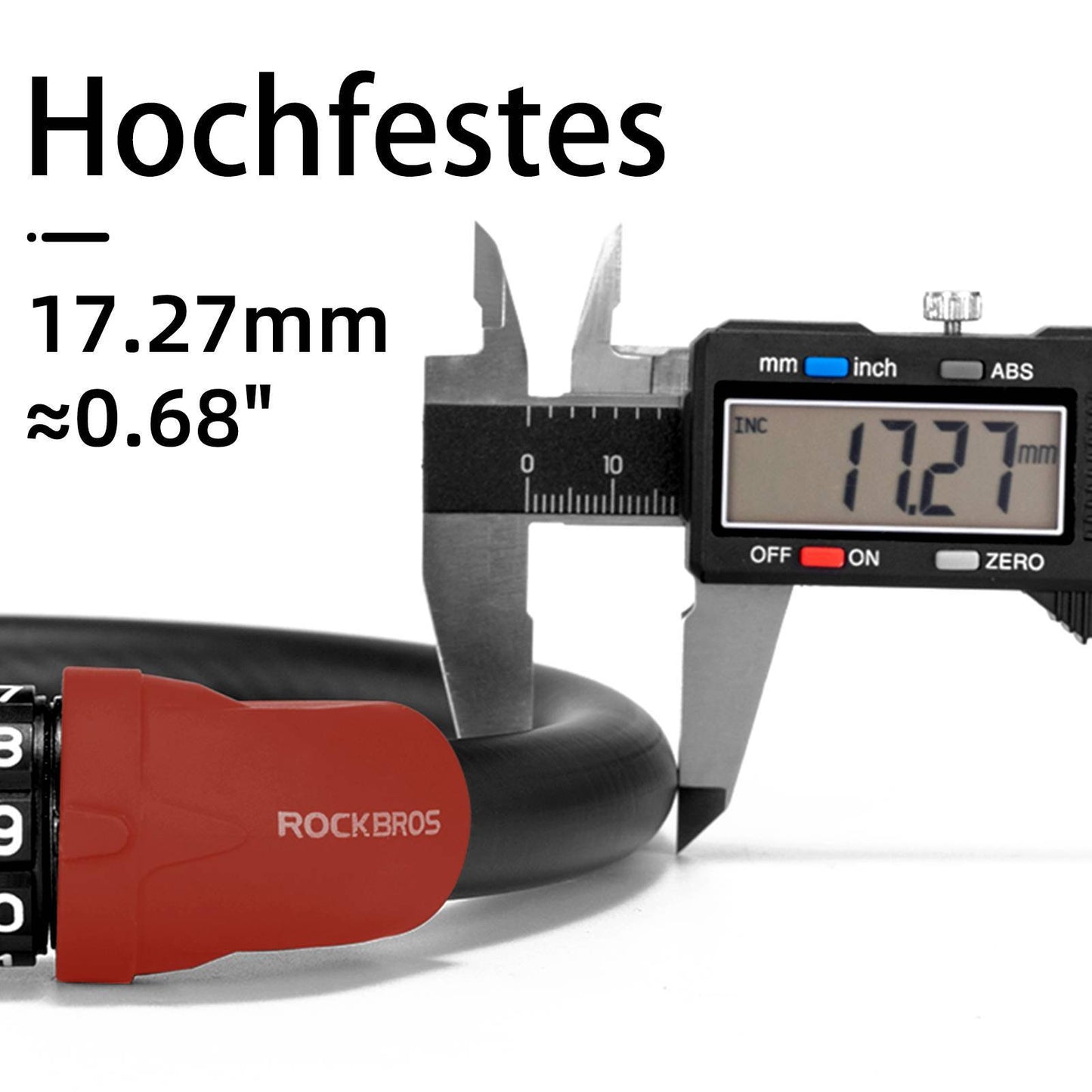 ROCKBROS reiðhjólalás, 5 stafa snúrulás